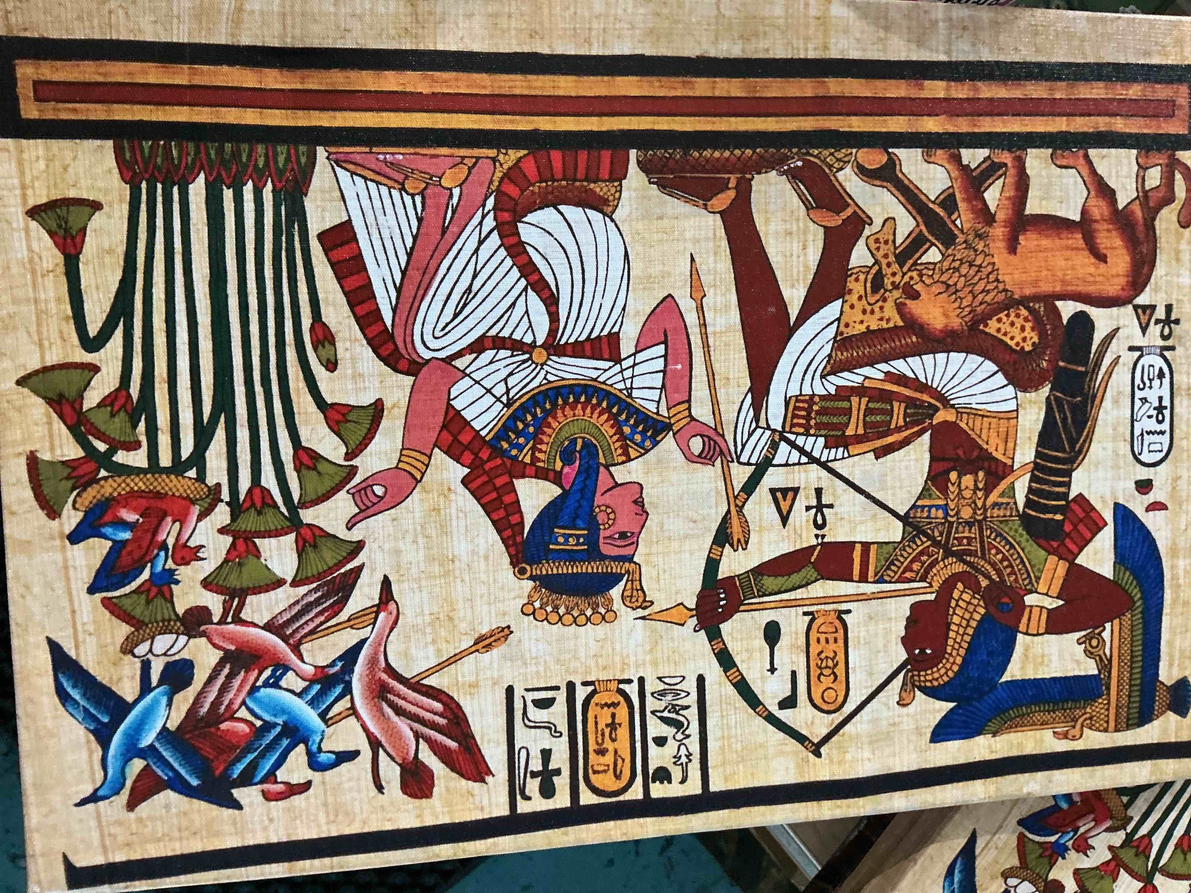 Condition photo showing New/Like New for ancient egypt background, egyptian king queen with arch, egyptian papyrus culture hieroglyph backgro poster prints canvas painting wall art for living room bedroom printins wall decor gift (8x12inch-framed)