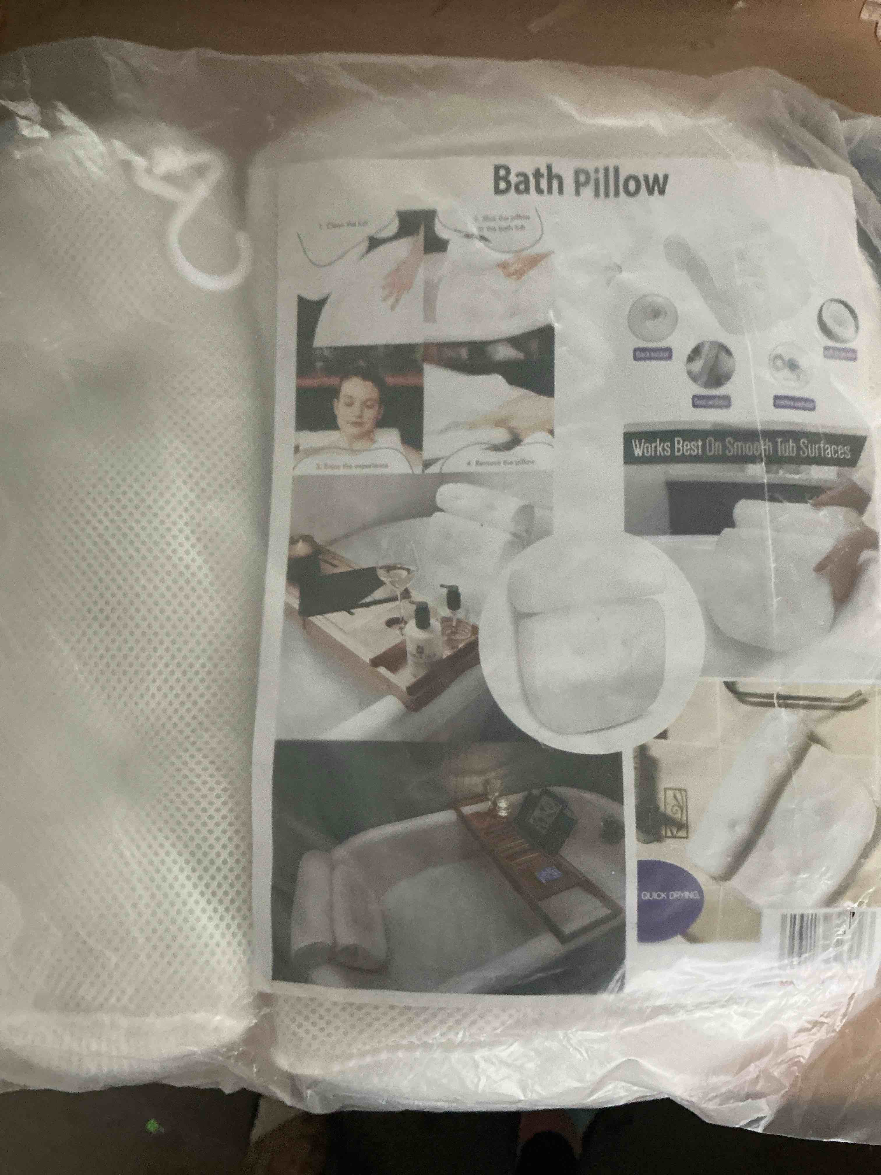Condition photo showing New/Like New for amazefan bath pillow, bathtub spa pillow with 4d air mesh technology and 7 suction cups, helps support head, back, shoulder and neck, fits all bathtub, hot tub and home spa [us. patent design]
