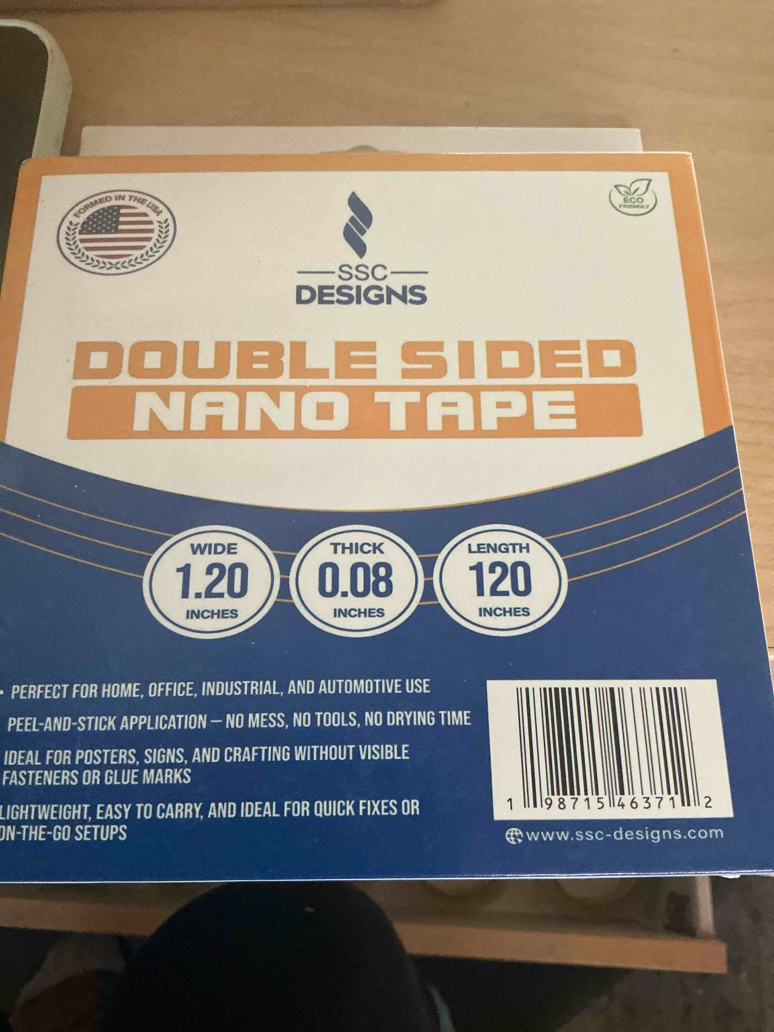 Condition photo showing New/Like New for winnow double sided heavy duty extra strong adhesive tape - 1.2" x 120" (pack of 1) indoor/outdoor household nano tape for hanging decorations, lights, garlands - reusable and damage-free
