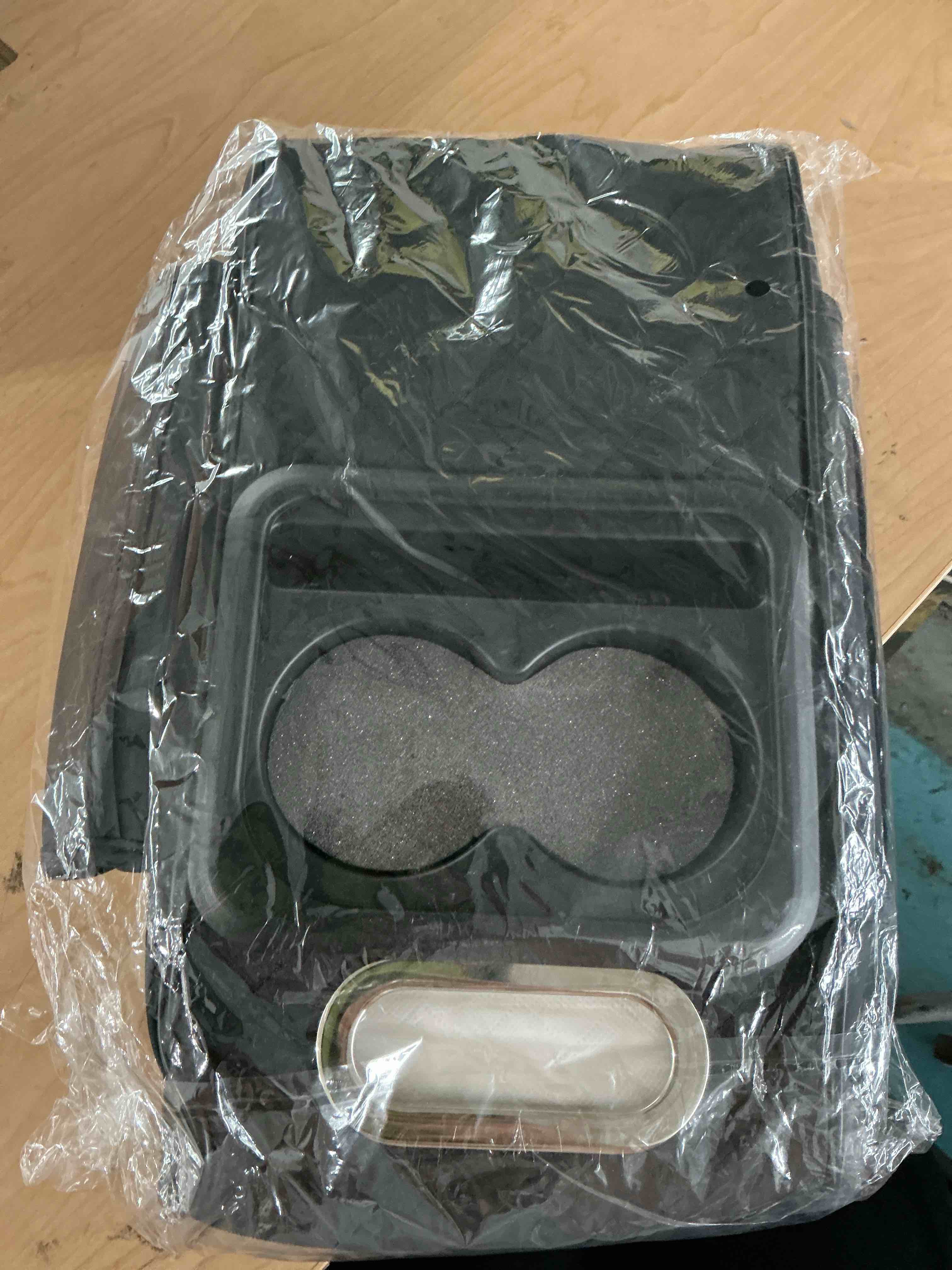 Condition photo showing New/Like New for car center console with two side pocket cell phone, and tissue holder