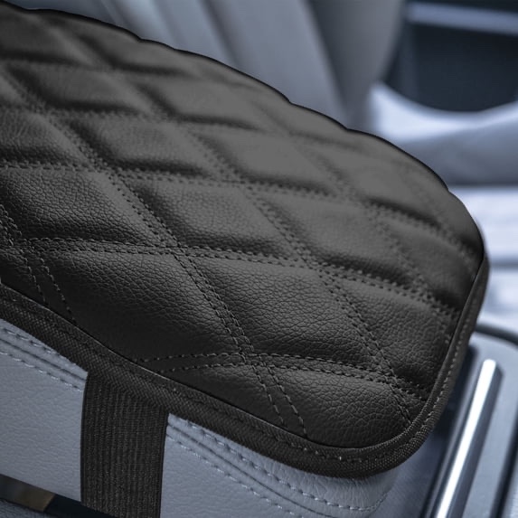 Condition photo showing New/Like New for fh group leather diamond printed center console armrest cushion seat box cover protector for most cars, trucks, and suvs black