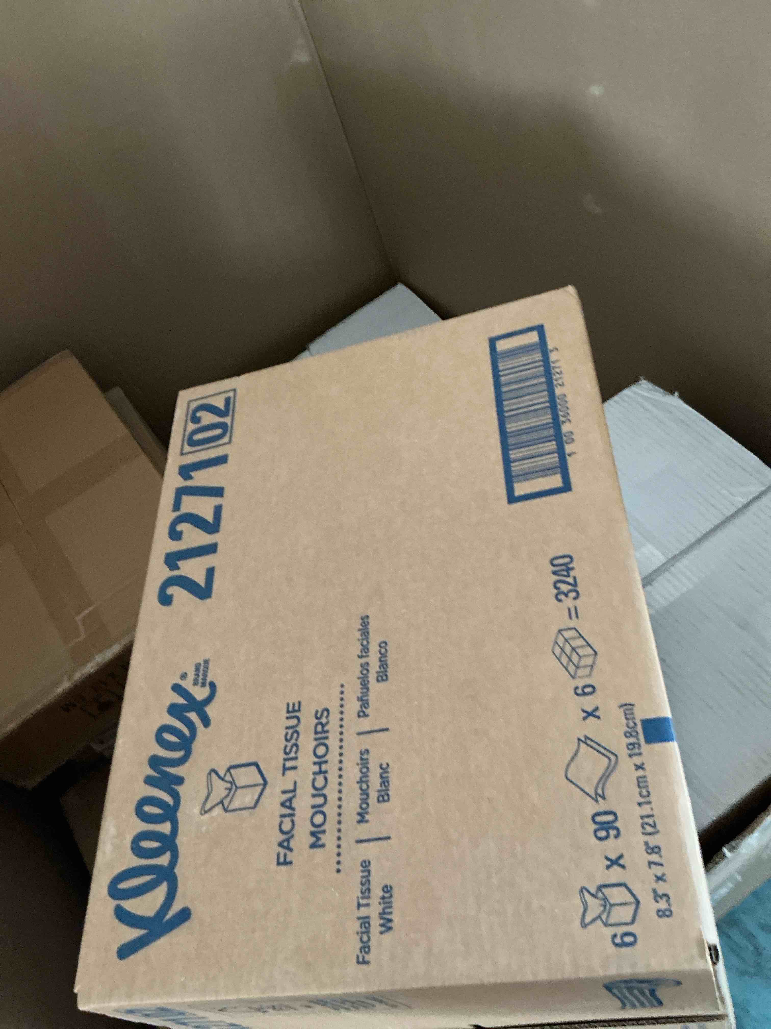 Condition photo showing New/Like New for kleenex professional facial tissue, bulk (21271), 2-ply, white, upright cube boxed format, designed for business (90 tissues/box, 36 boxes, 3,240 sheets/case)
