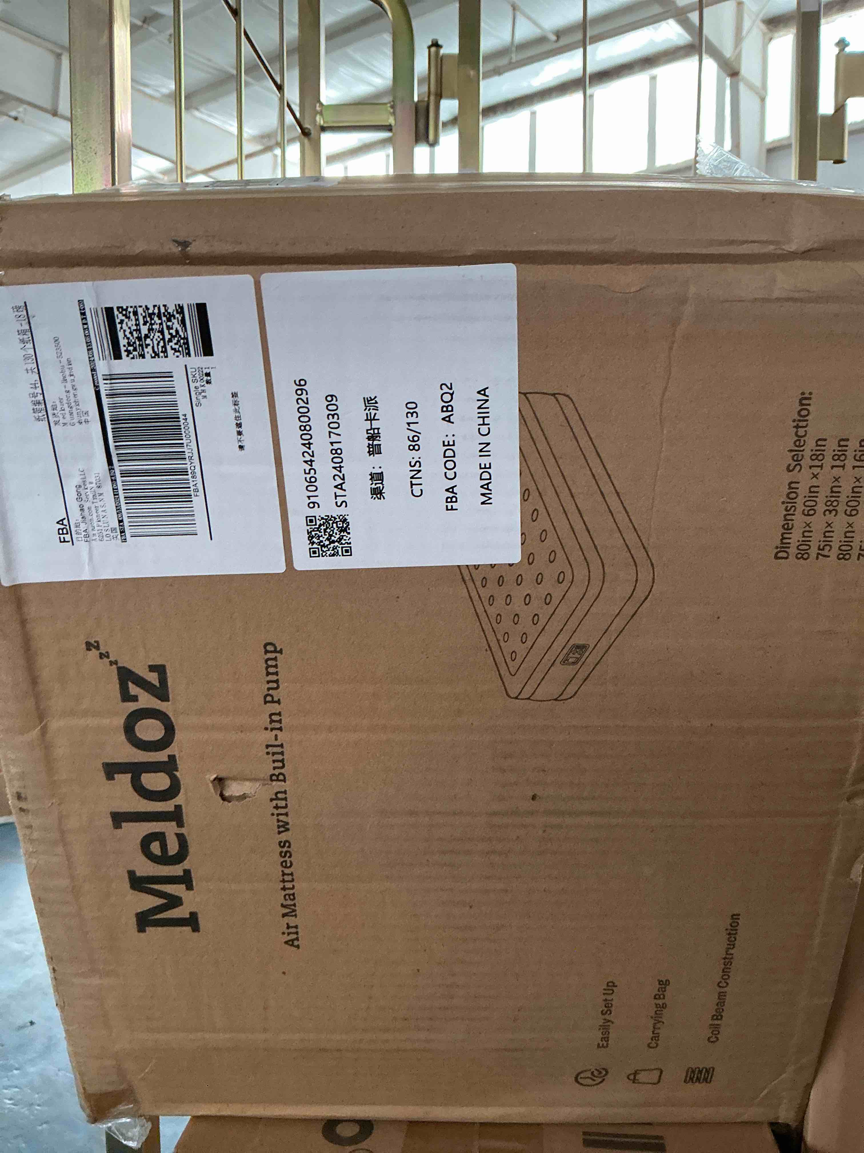Condition photo showing New/Like New for upgrade queen air mattress with built-in pump, double high blow up mattress for home, camping & guest, 3 mins quick inflate, inflatable air bed with water resistant flocked top - 18 inch