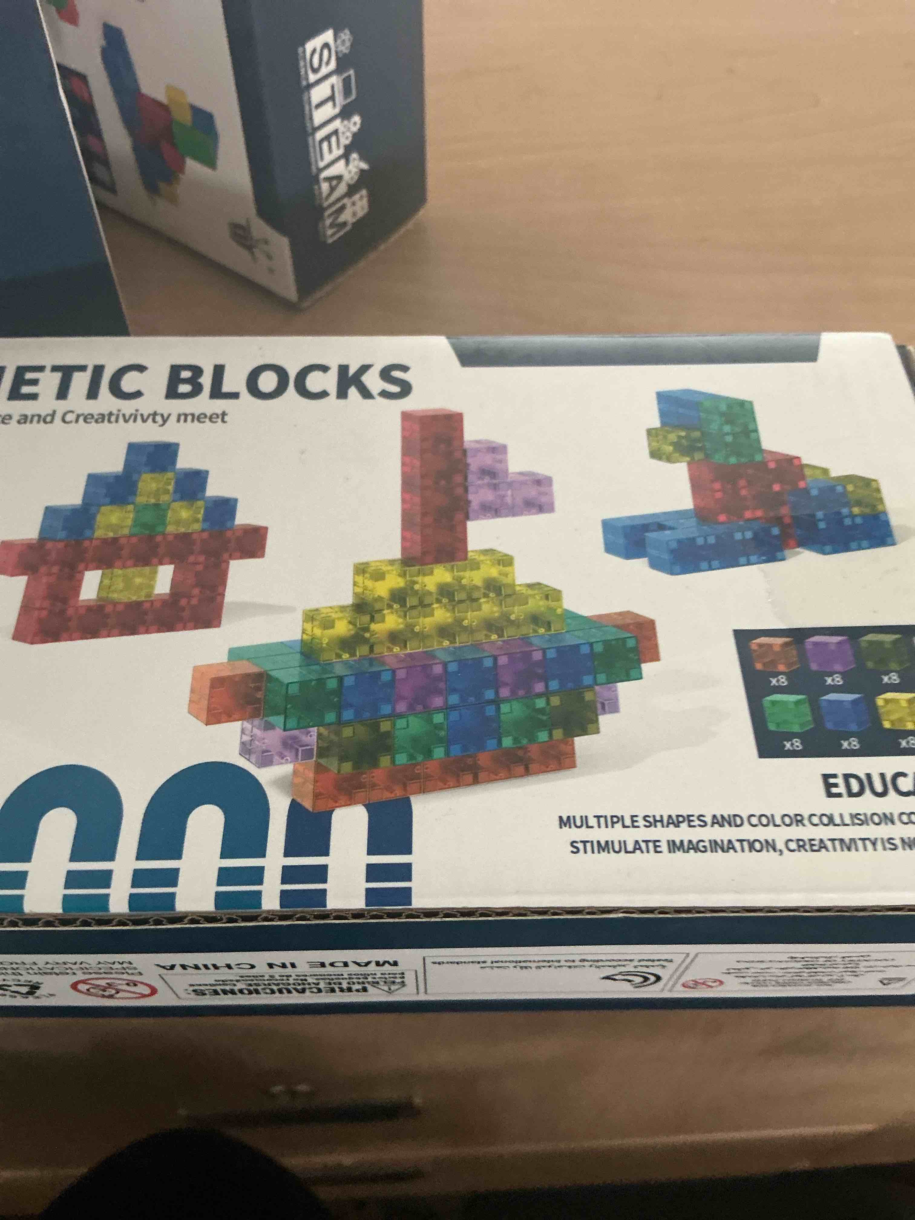 Condition photo showing New/Like New for 64pcs magnetic blocks, magnetic building blocks for kids ages 3 4 5 6 year old, magnet cubes, autism montessori toys, preschool stem educational sensory magnet toys gifts for kids 3-5 4-8