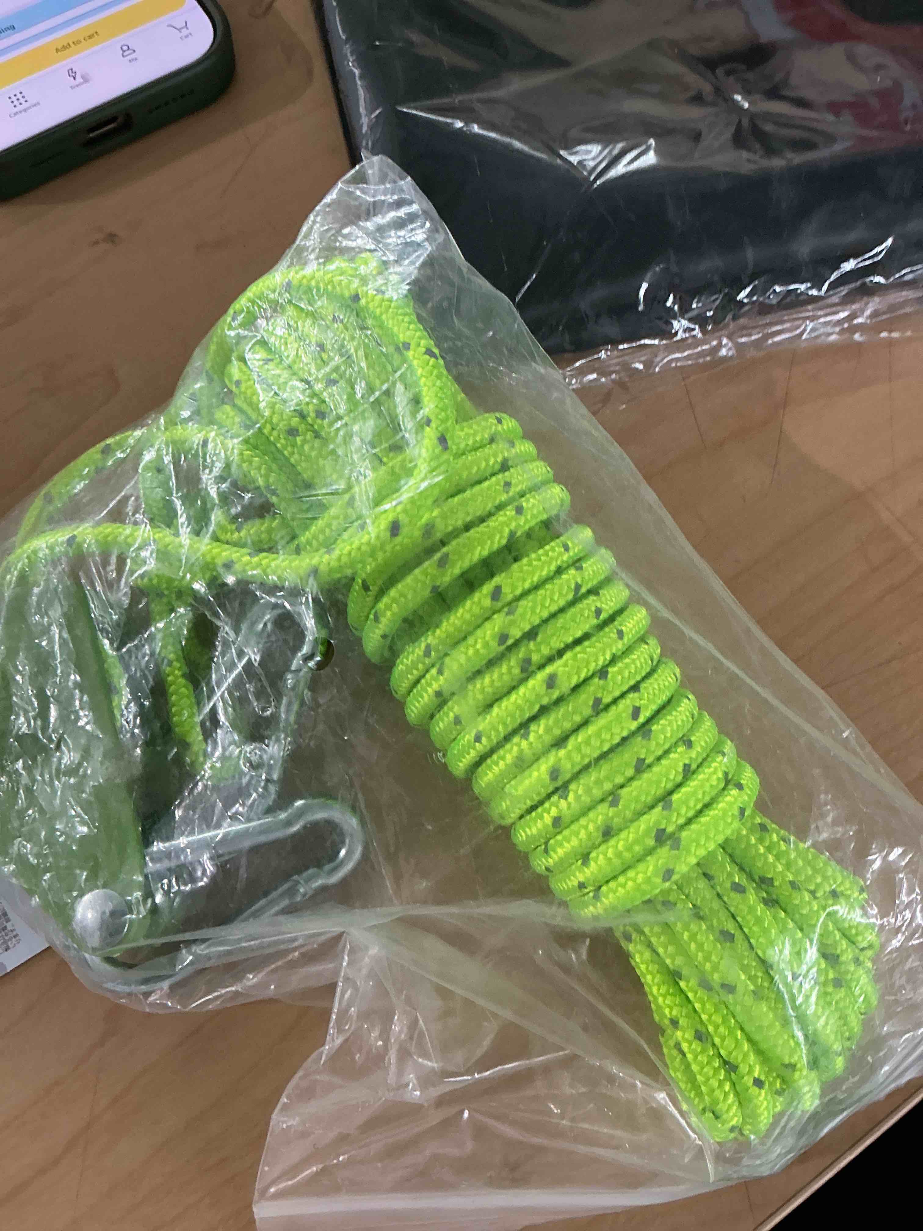 Condition photo showing New/Like New for camping and mountaineering pulley reflective hook tarp tent lift adjustment pulley with reflective wind rope 4m long 4mm diameter lcc781-01