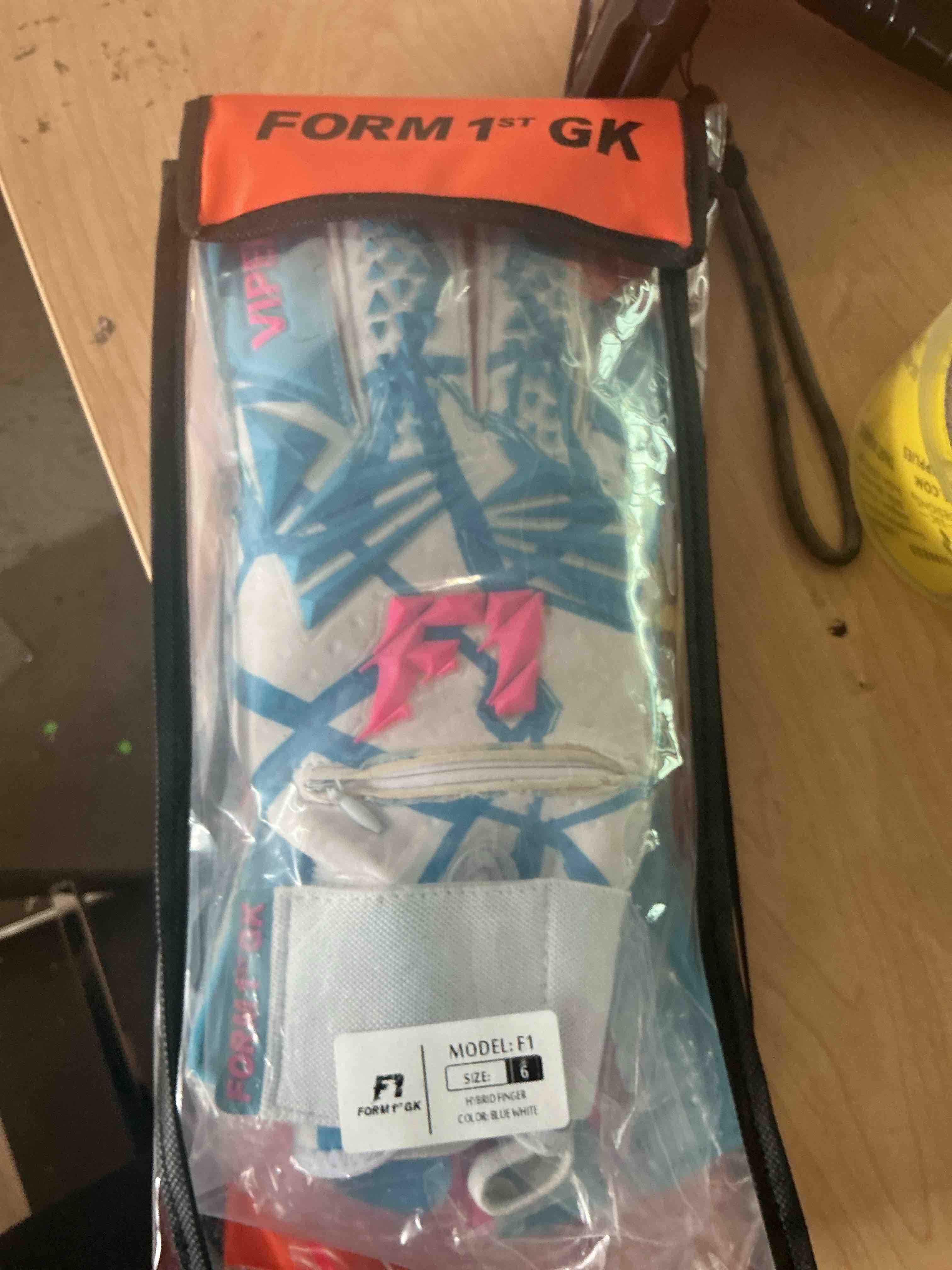 Condition photo showing Brand New for wvvou soccer goalie gloves for adults and youth, high performance goalkeeper gloves with 5 detachable finger saves, soccer gloves blue and pink 