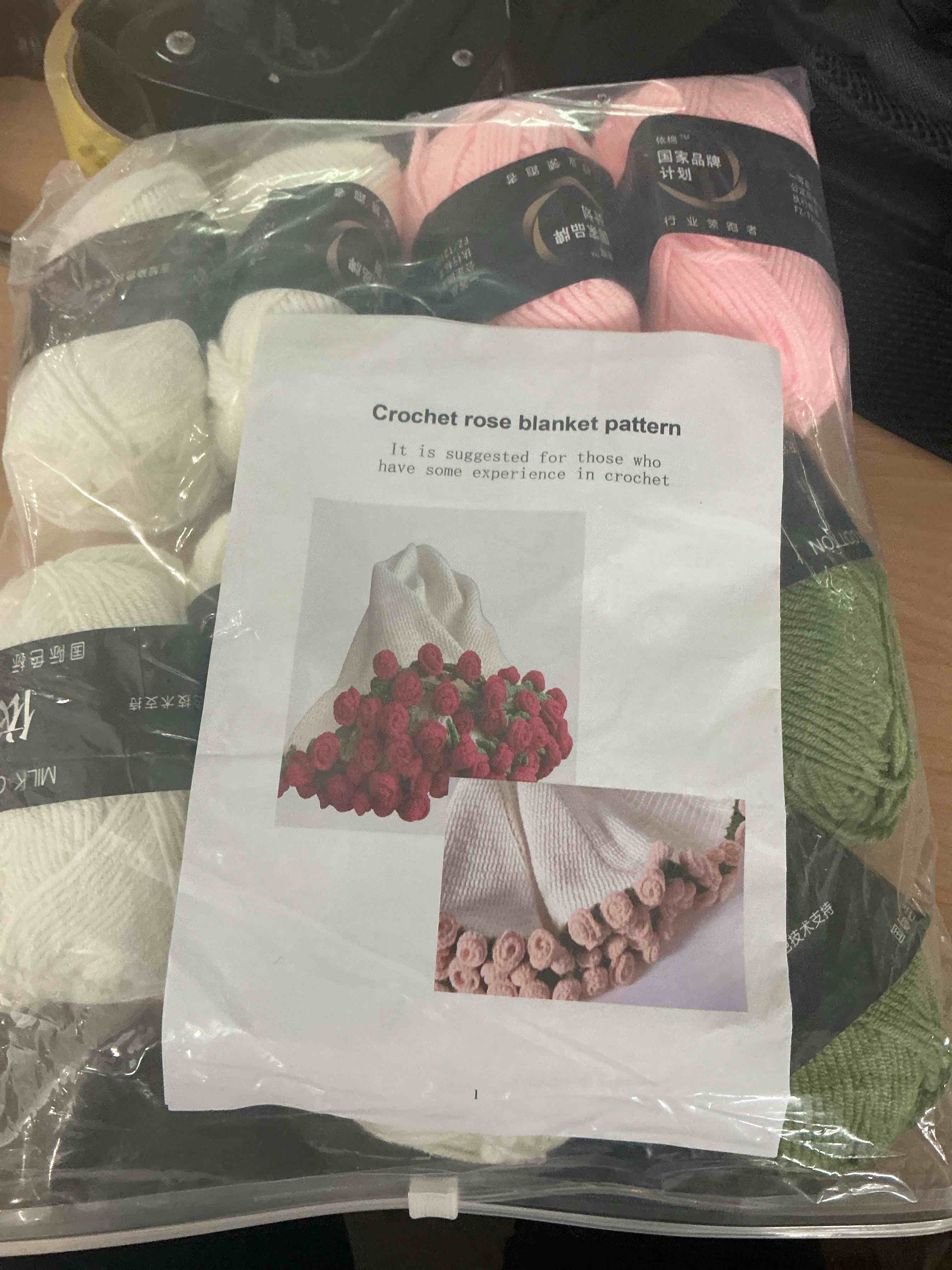 Condition photo showing Brand New for yoyo crocheted rose blanket kit for beginners, 40 inches flower bouquet shawl kits for adults, learn how to knit with yarn, hook & instructions, diy gifts for women (pink rose bouquet blanket kits)