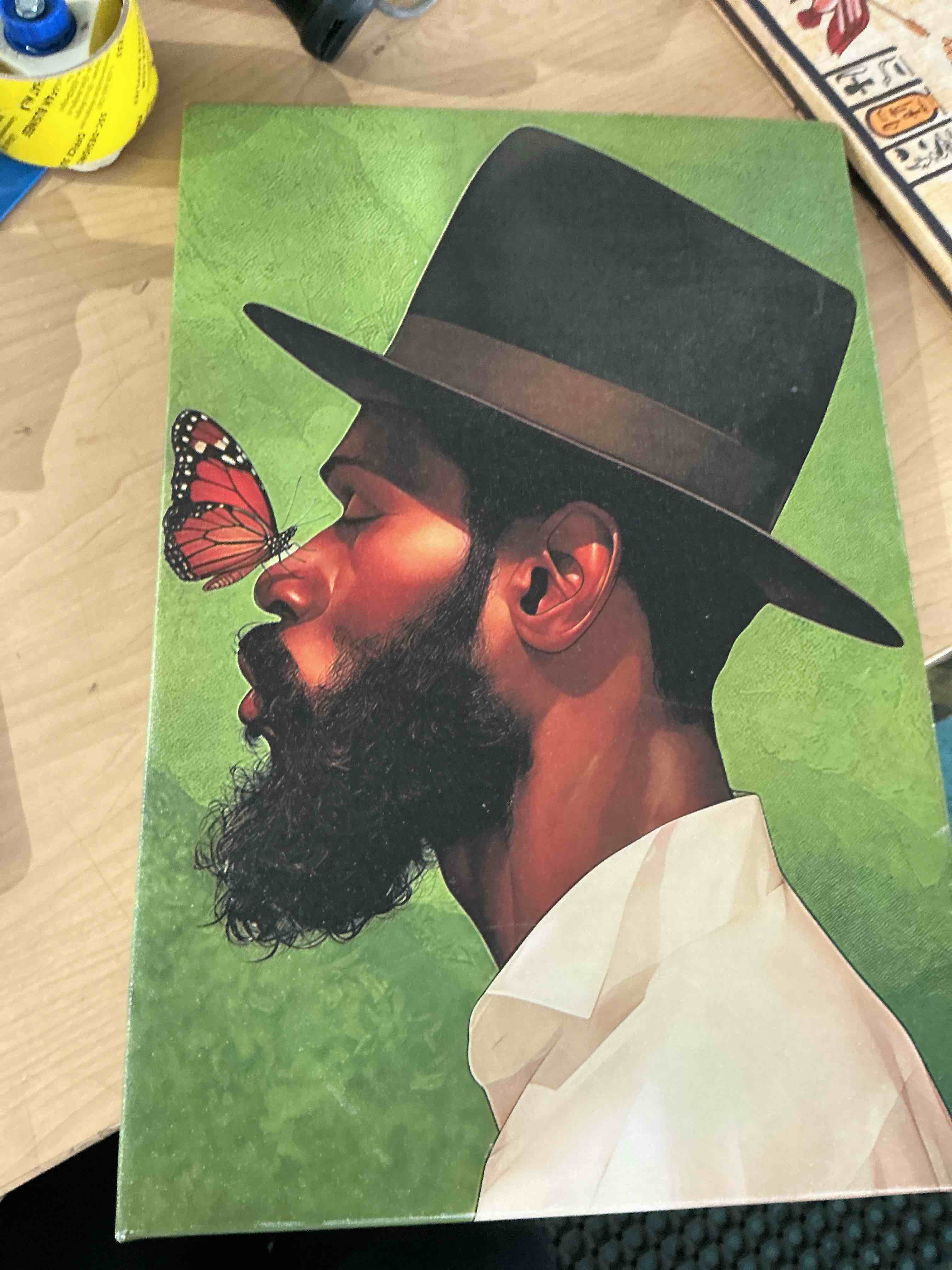 Condition photo showing New/Like New for black gentleman wall art, african american black man wall art, abstract modern afrocentric poster canvas decorative painting wall art ultra clear background wall 12x18inch(30x45cm) frame-style
