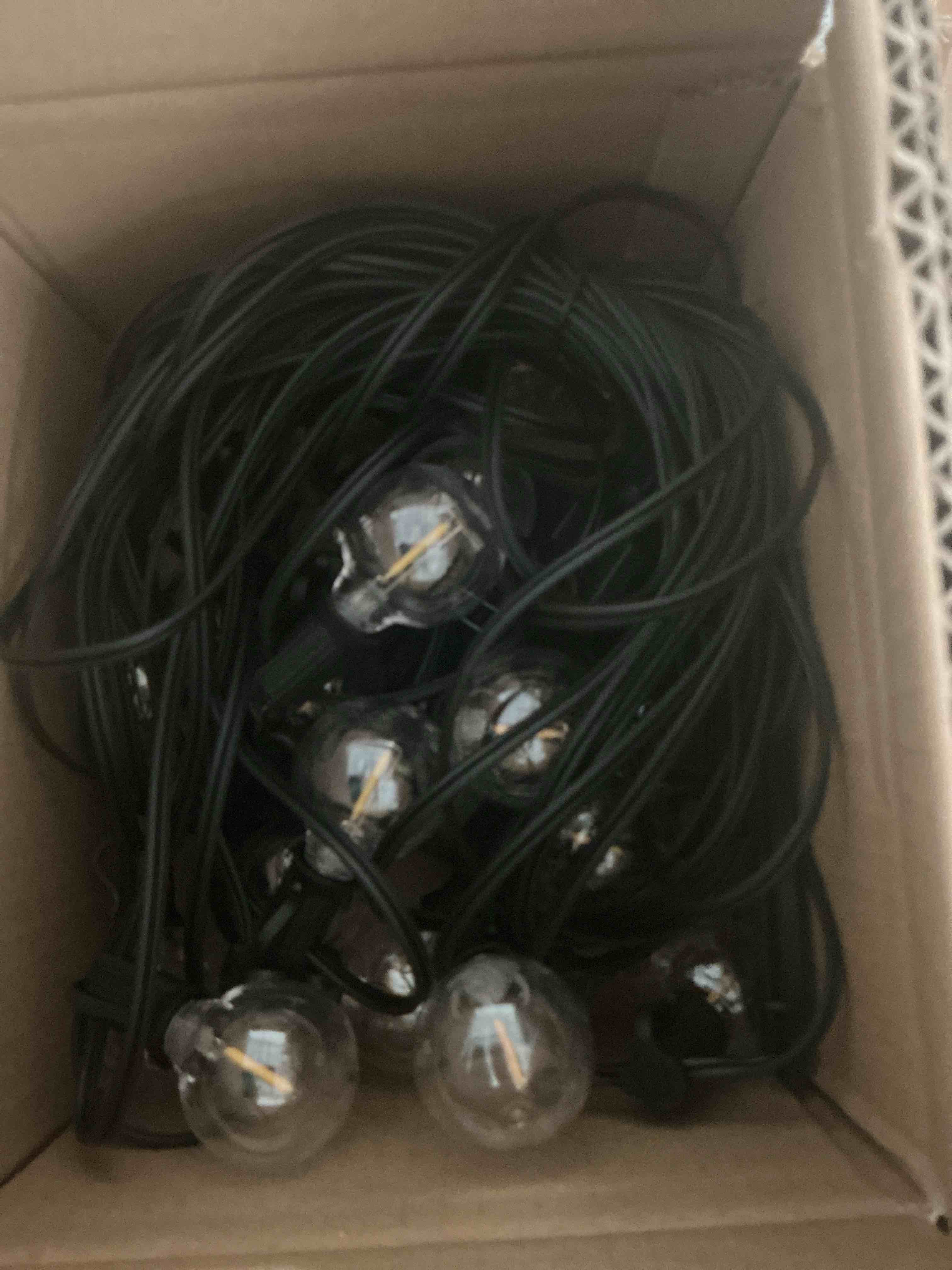 Condition photo showing Brand New for brightown outdoor string lights, 50ft 25 g40 bulbs shatterproof patio lights, ip65 waterproof dimmable hanging connectable globe led outdoor lights for backyard, bistro, porch, deck, balcony black 50ft - 25 bulbs (pack of 1)