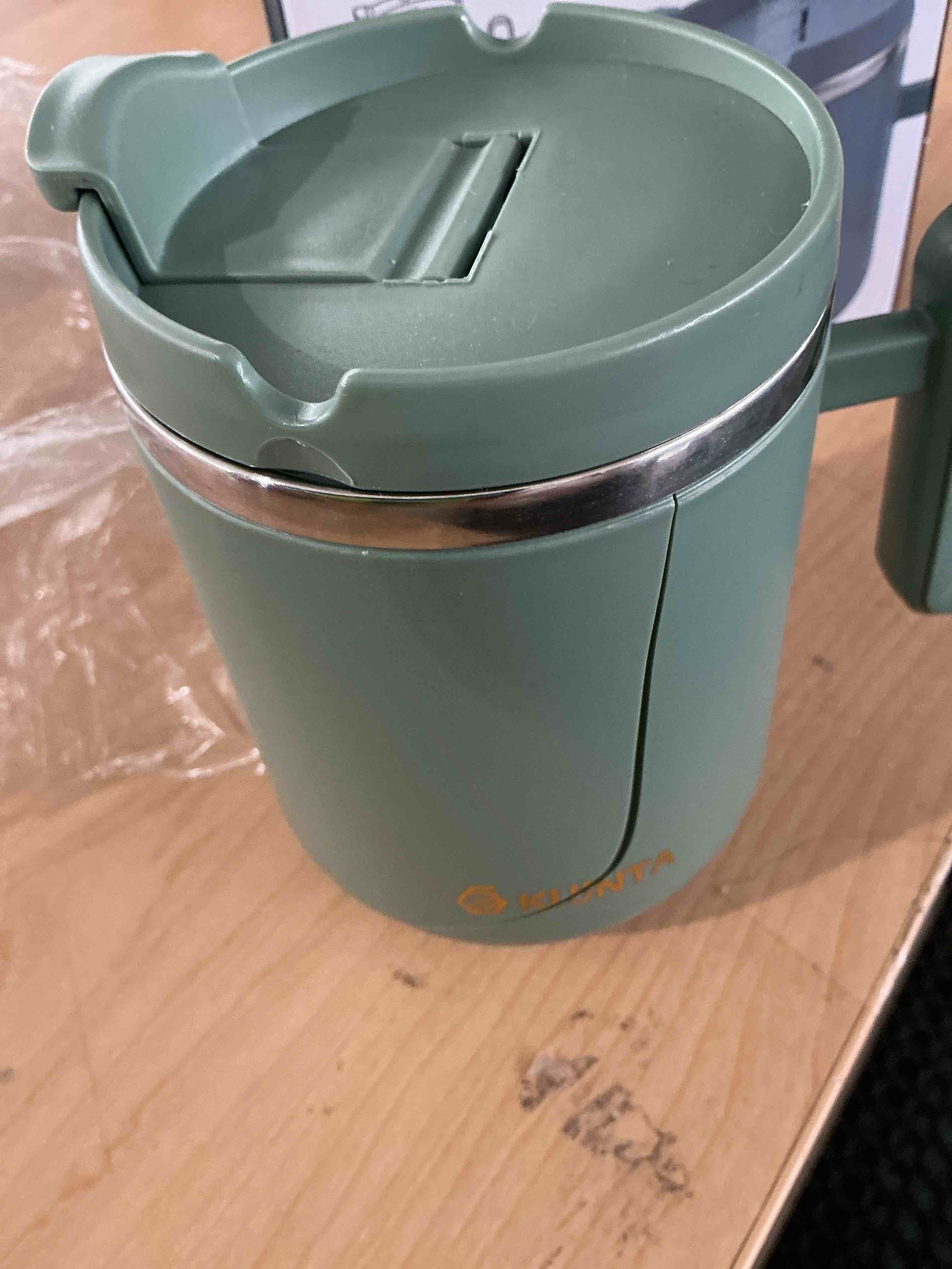 Condition photo showing As Is for locknlock metro mug, premium 18/8 stainless steel metal, double wall insulated, portable coffee cup with lid and handle for hot and cold drinks, mint, 16 oz