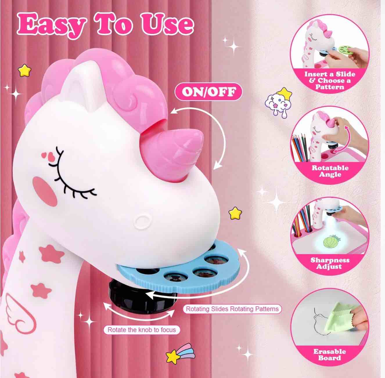 Condition photo showing New/Like New for drawing projector for kids, art and crafts, drawing board with color pens, pencils