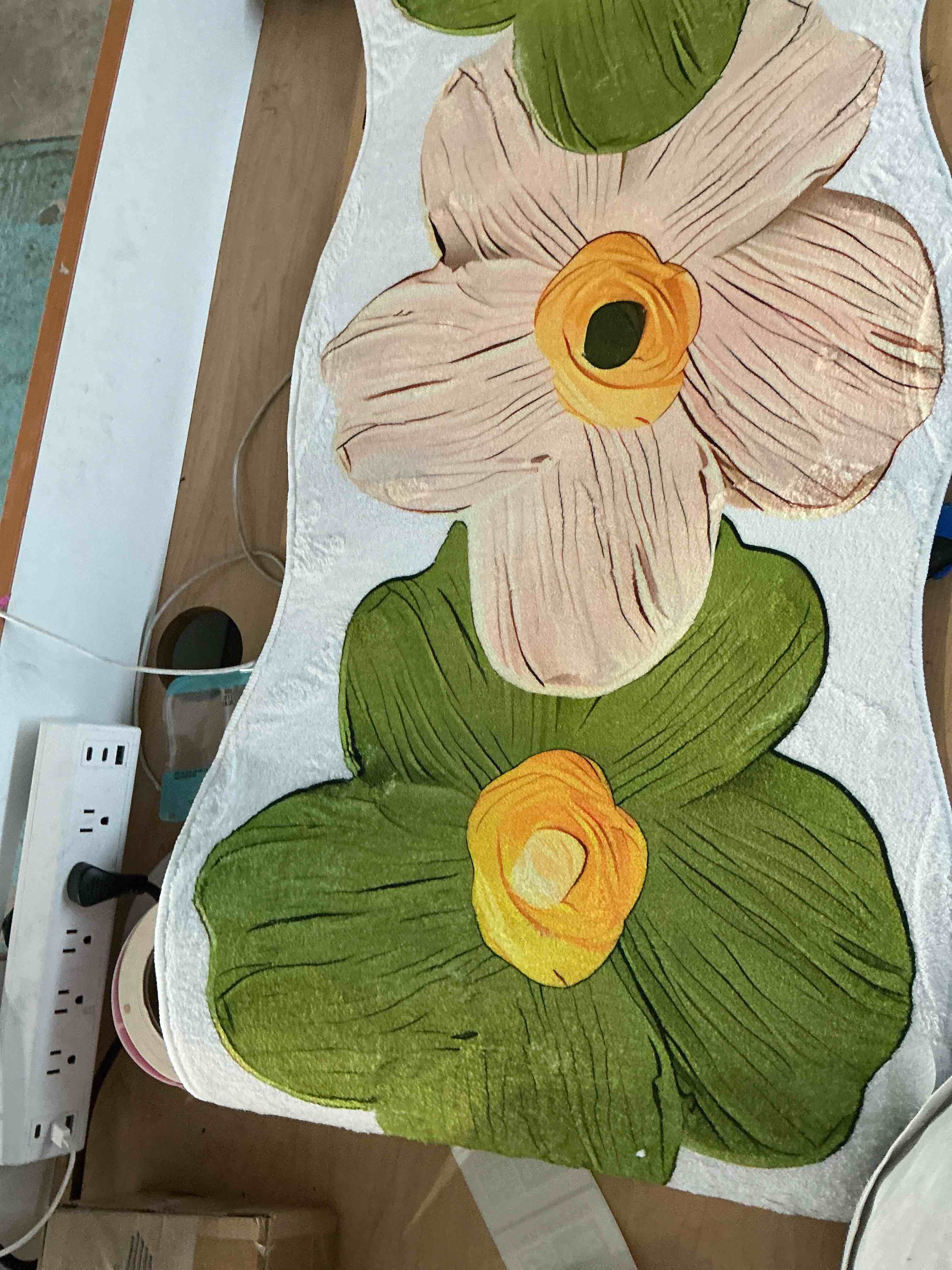 Condition photo showing New/Like New for guozer bedside carpet 15.75×47.24 in decorative floormat flower shaped rug for living room room or coffee table