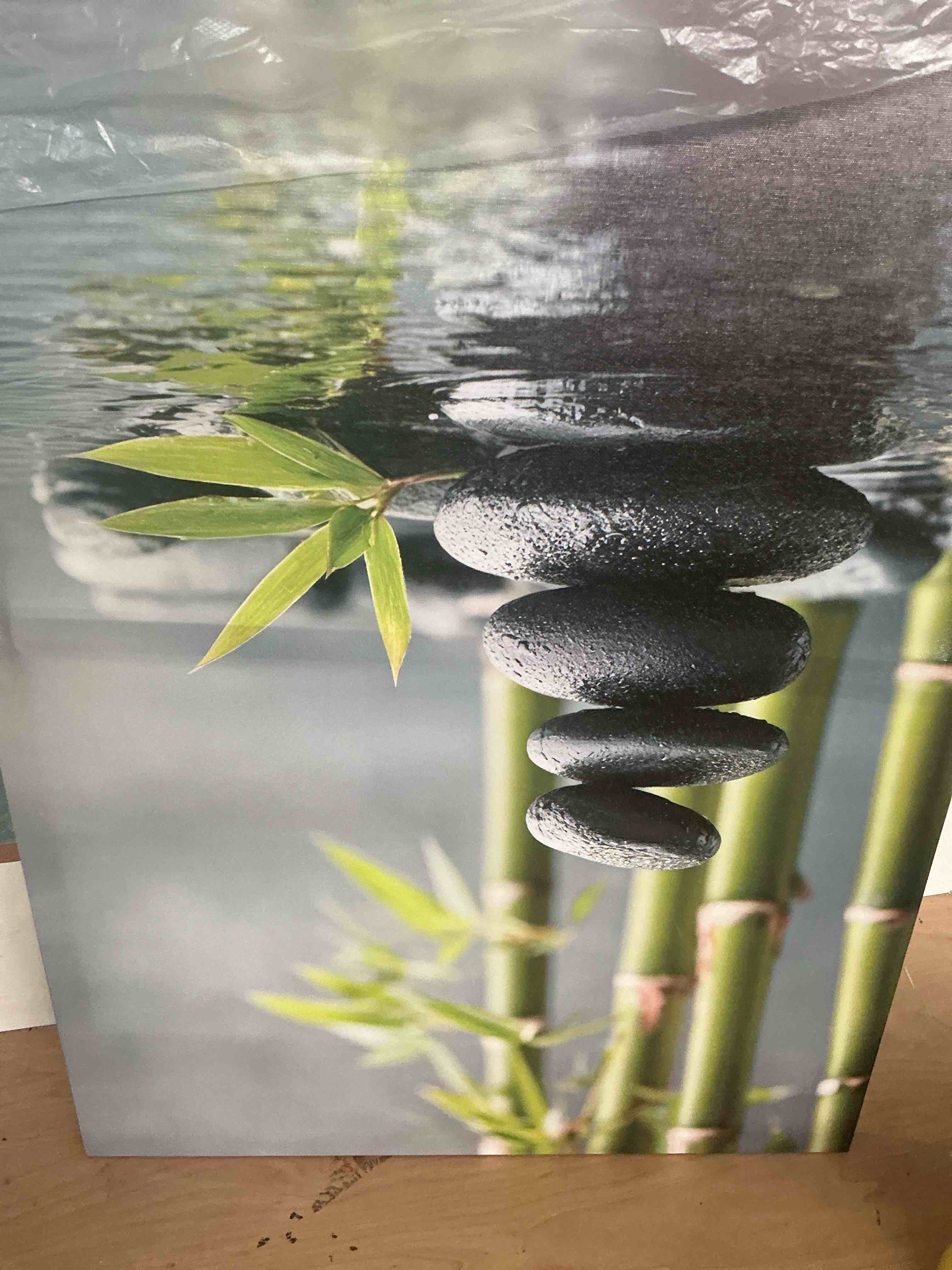 Condition photo showing New/Like New for zen garden with bamboo and stone ation for relaxation suitable for wall decoration art studio decoration home decoration and bedroom decoration it can also be used for office artwork and abstract mura