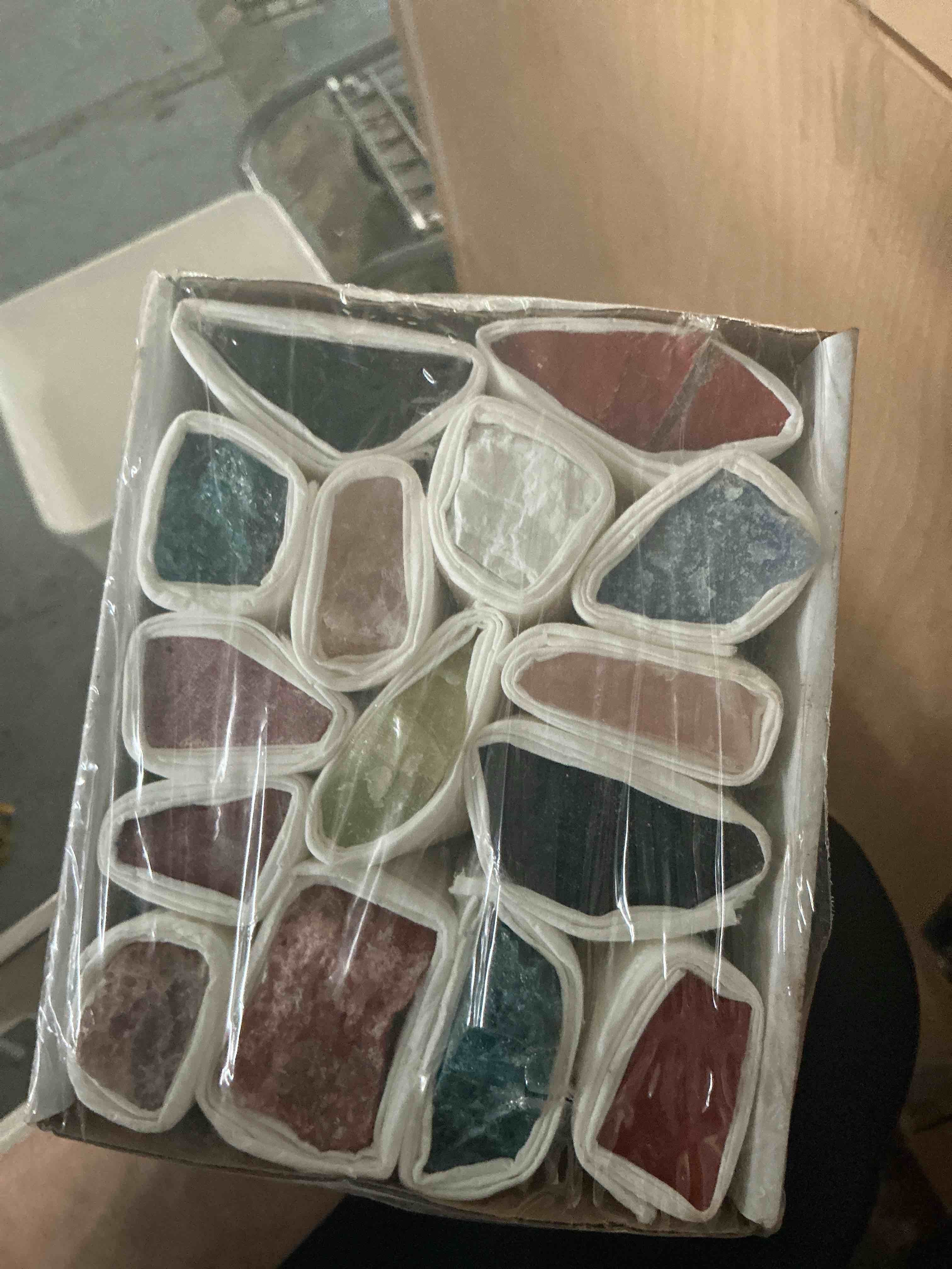 Condition photo showing New/Like New for qinjiejie assorted raw crystals 10 colors healing crystal rocks stones 1" bulk large gemstones for tumbling, cabbing, fountain rocks, decoration, polishing, handmade, wicca reiki rough quartz