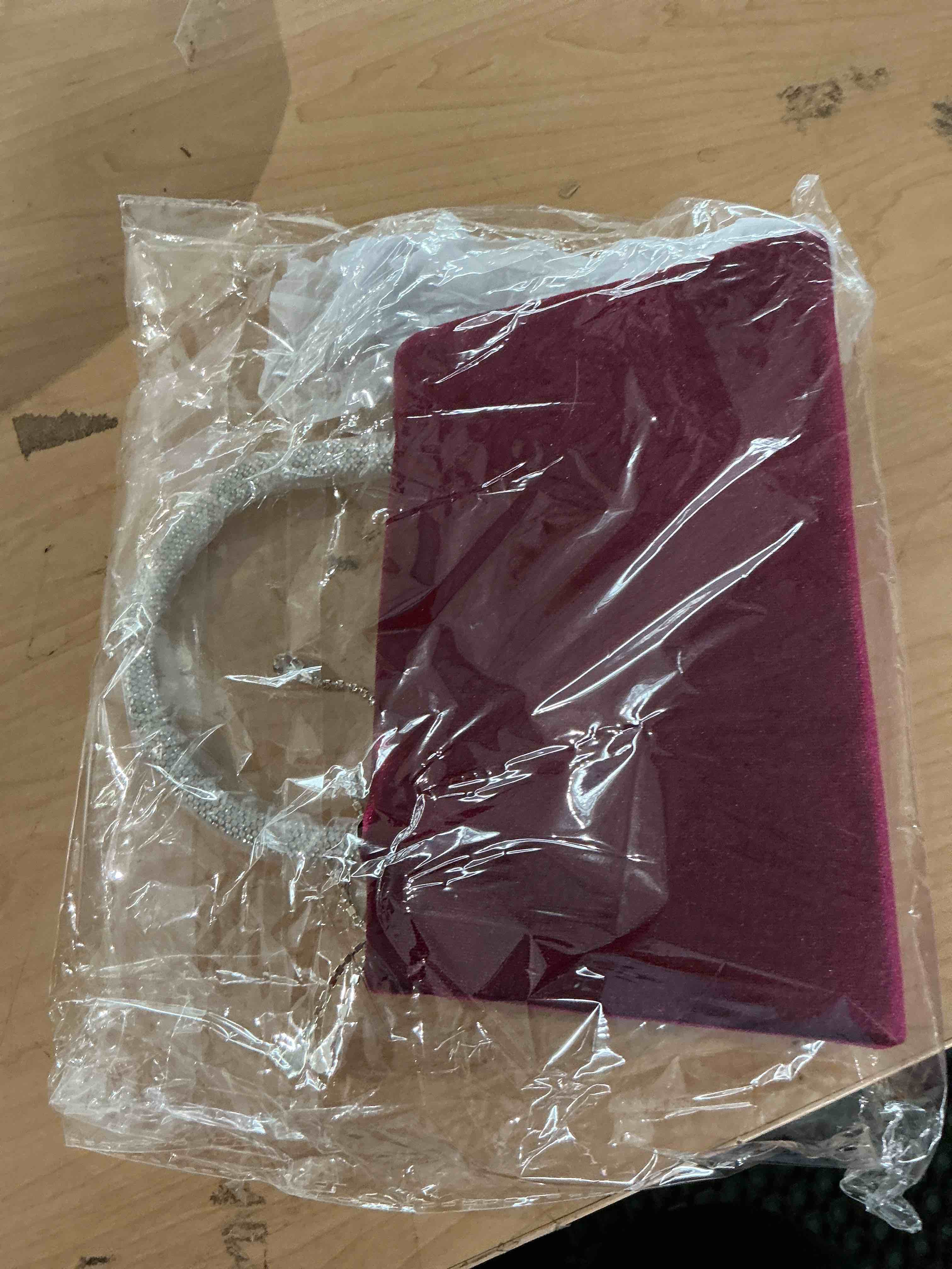 Condition photo showing New/Like New for velvet rhinestone evening clutch bag for woman formal handbag for wedding party prom or dinner