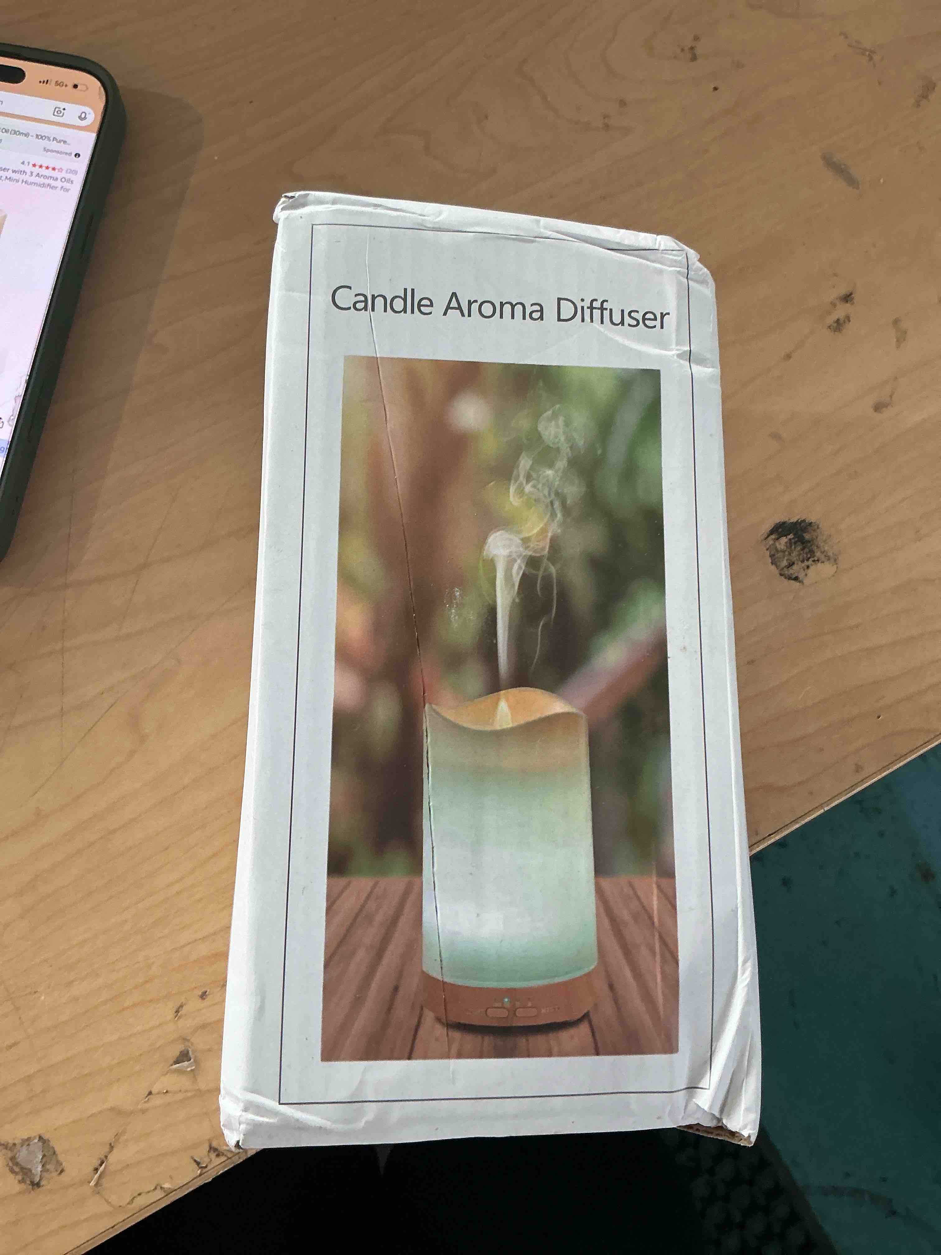 Condition photo showing New/Like New for 130ml flameless candle essential oil diffuser with 3 aroma oils | for small space with 7 led color night light,mini humidifier for bedroom room decor,gifts for women