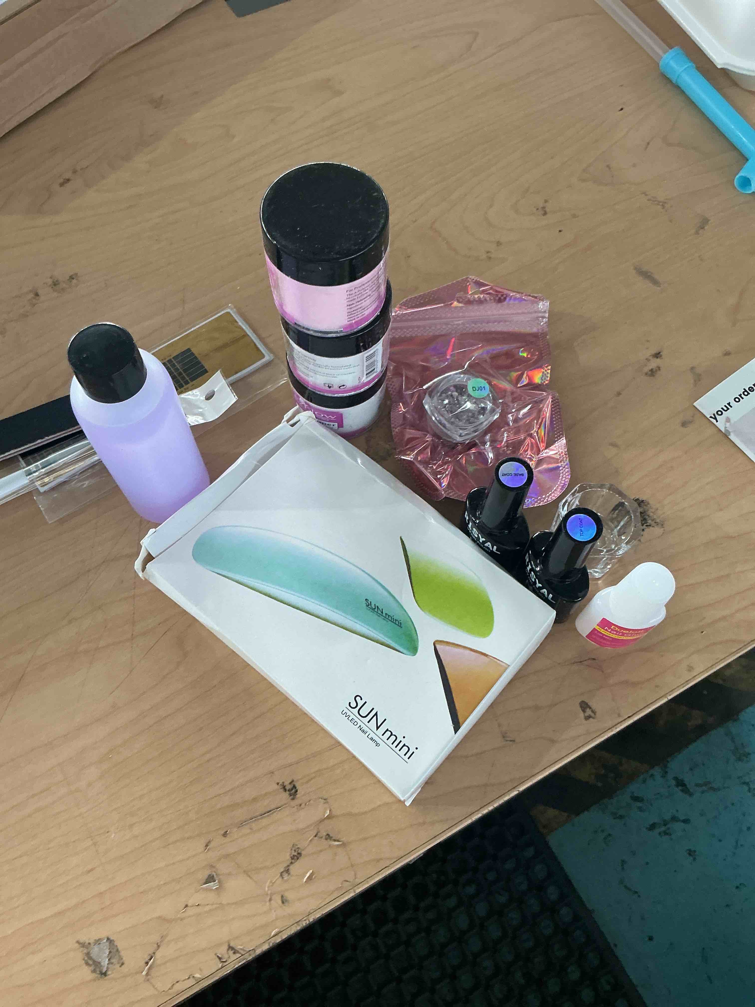 Condition photo showing New/Like New for acrylic nail kit for beginners with everything - clear white pink acrylic powder and liquid set - professional nail starter kit sets with brushes tips manicure supplies for home salon diy in pink bag