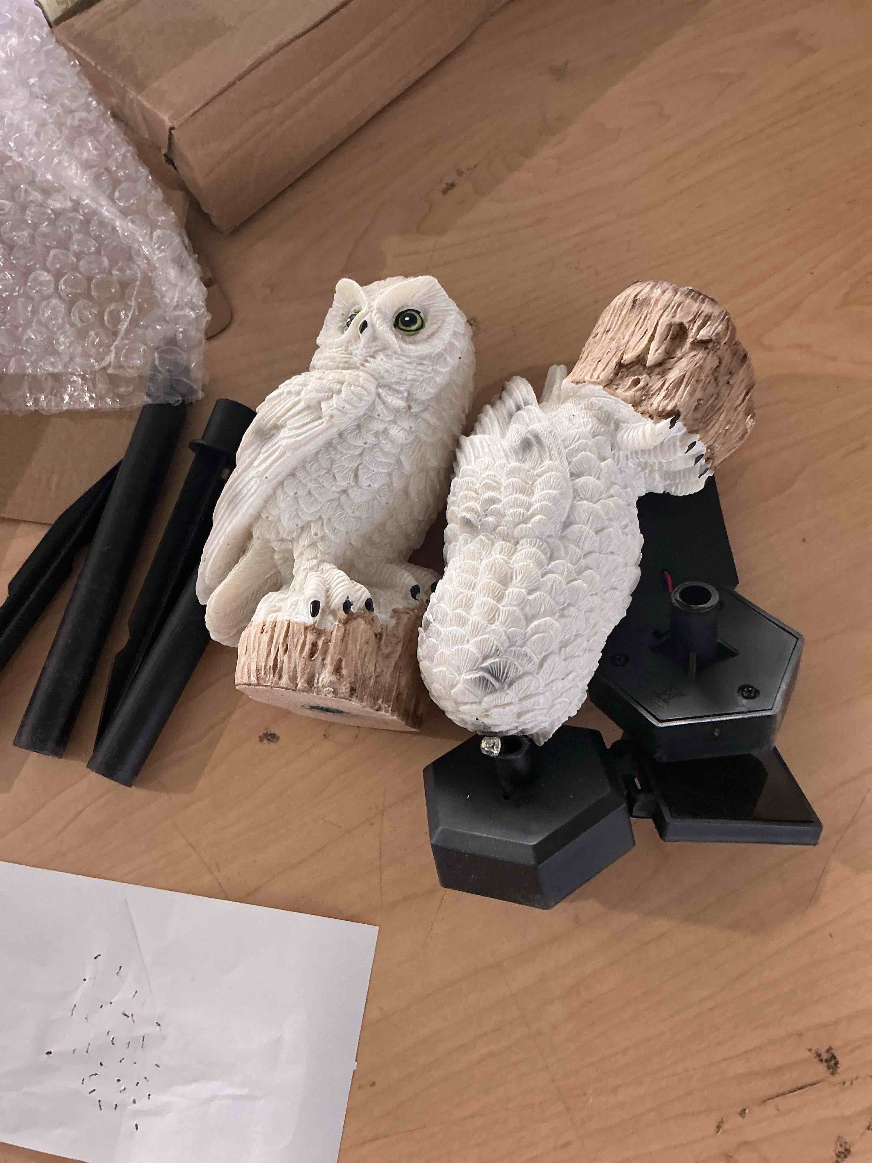 Condition photo showing New/Like New for 2pieces solar powered garden lights owl decor, outdoor yard statue pathway lights for outside lawn ornament patio decorative stake bird lights for landscaping backyard