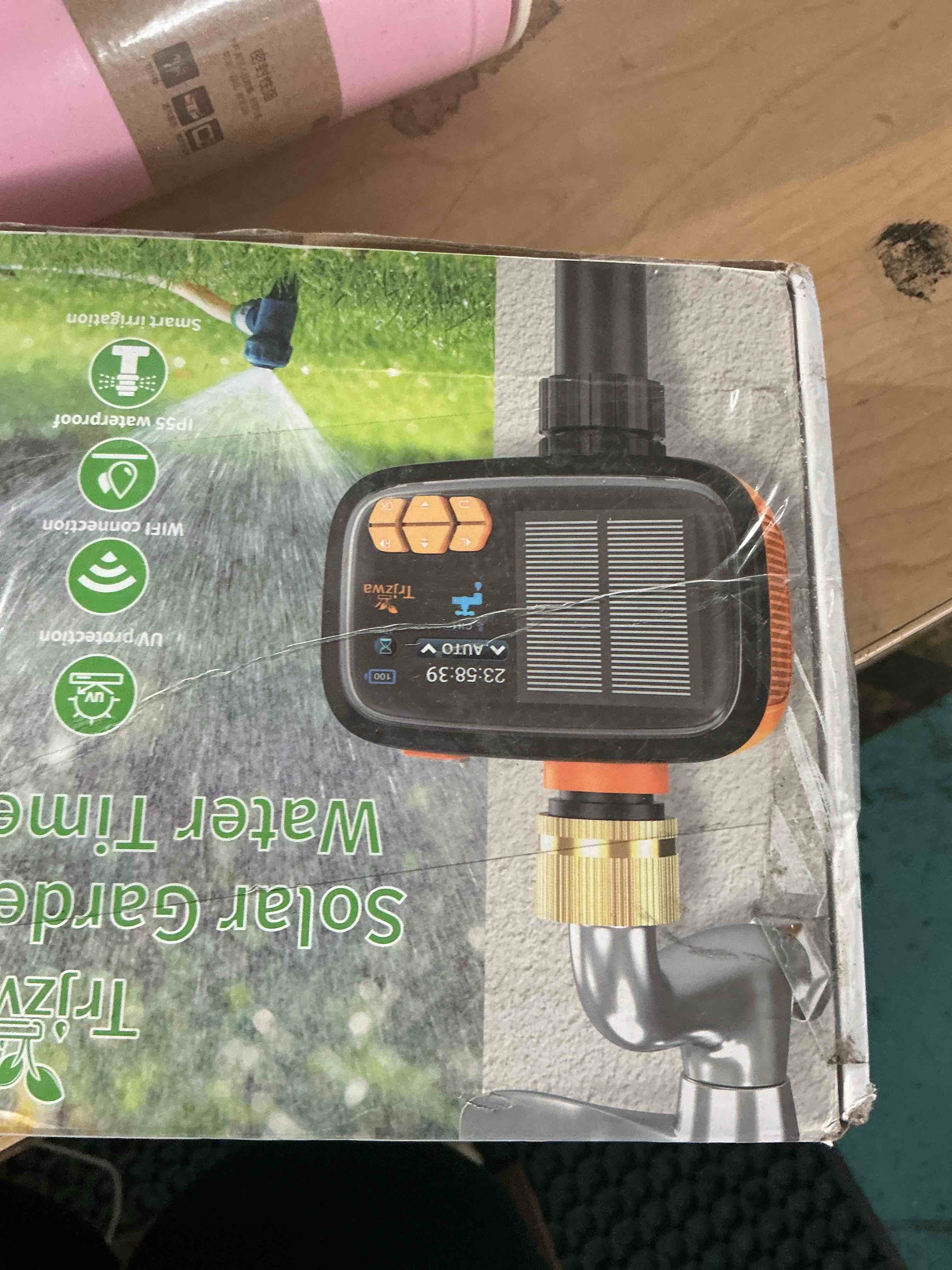 Condition photo showing New/Like New for vidagarvis solar watering timer with lcd display type-c charging manual mode and 10 automatic schedules ip55 waterproof outdoor use