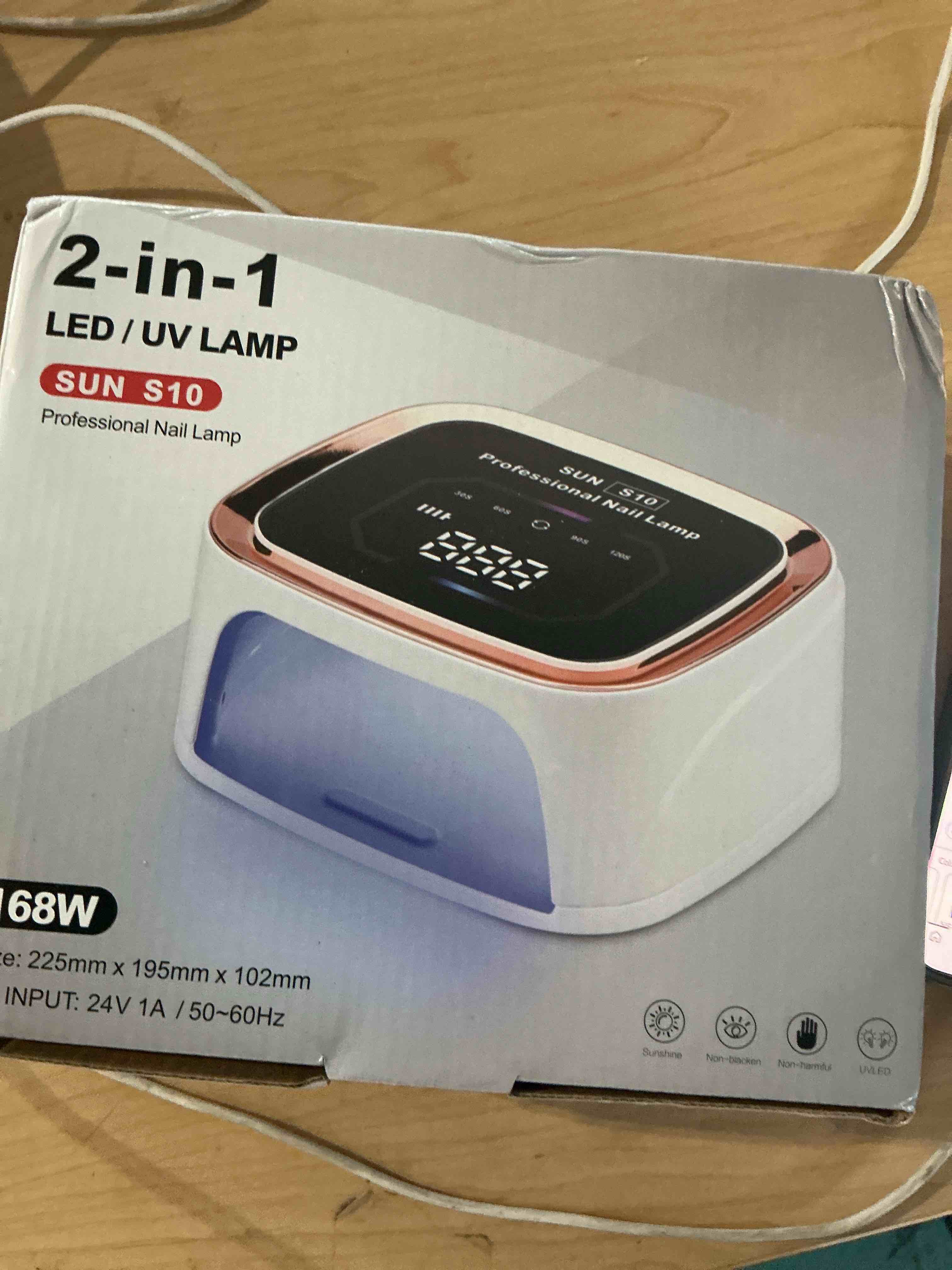 Condition photo showing New/Like New for limegirl uv led nail lamp kit for gel polish professional fast white curing dryer light set with 36 beads and gloves and lcd large screen cordless rechargeable nail art cure machine at home and salon