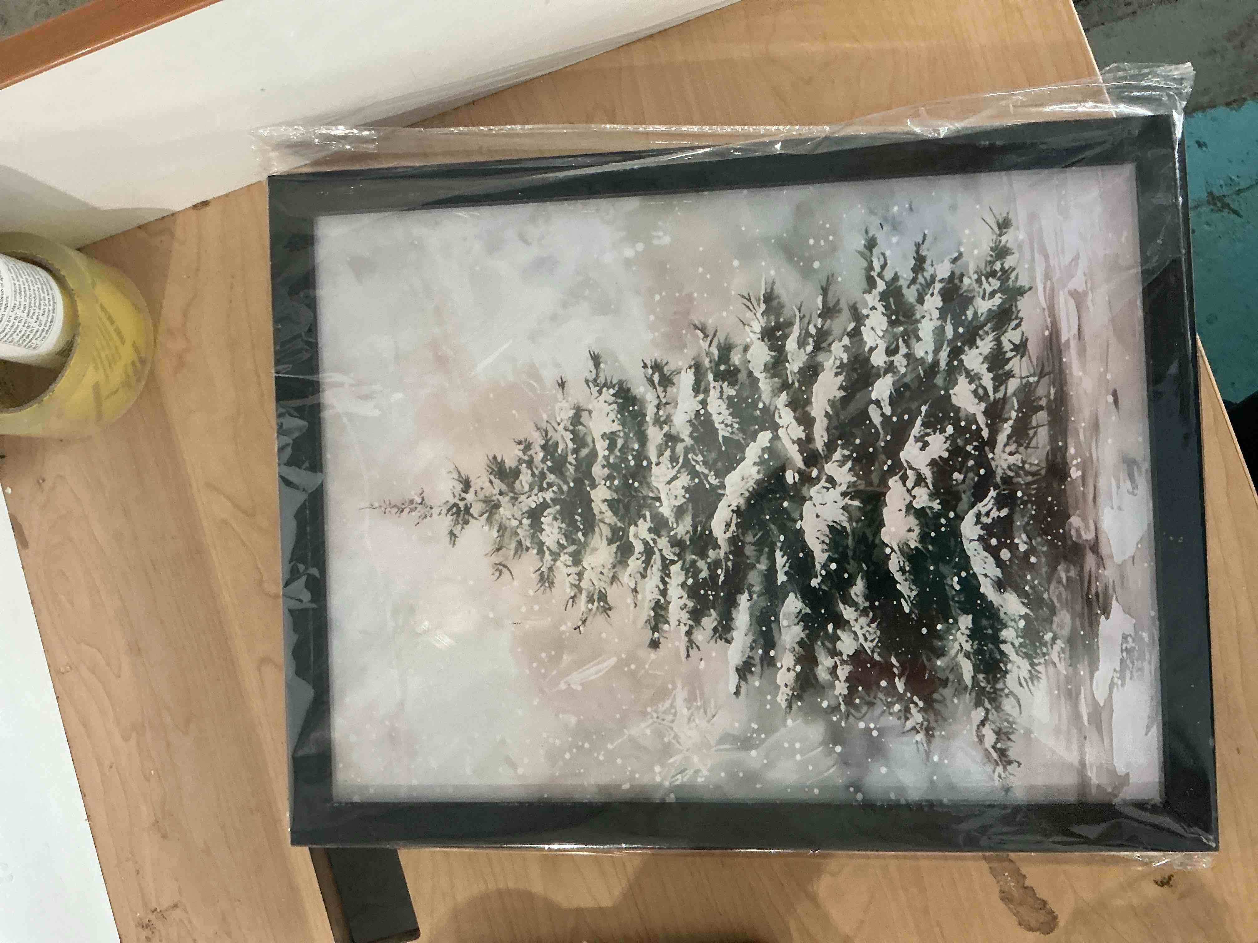 Condition photo showing New/Like New for snowy tree light up canvas, wall decor