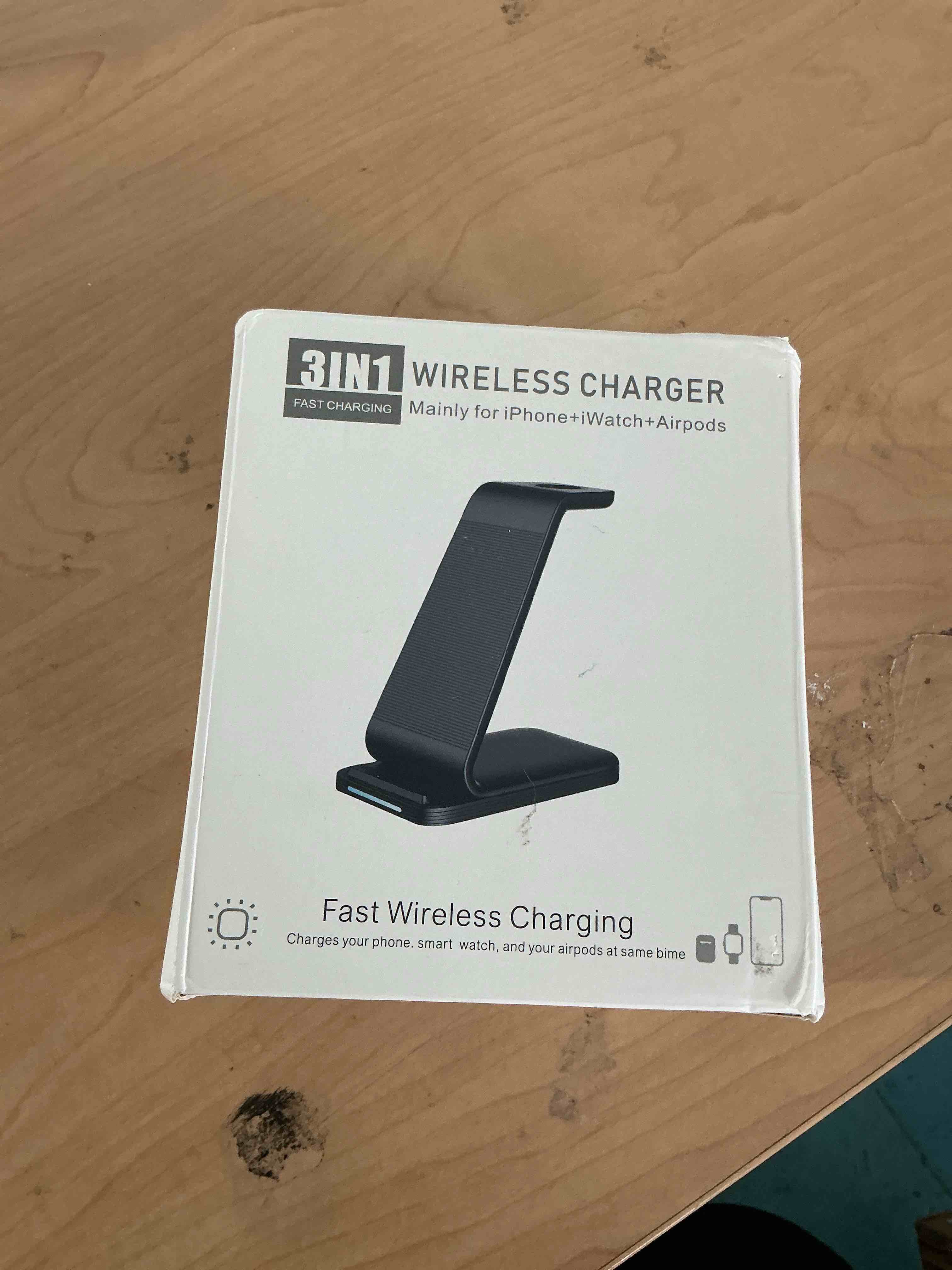 Condition photo showing New/Like New for intoval 3 in 1 wireless charging station for iphone and apple watch,fast wireless charger stand,compact desk charging dock for iphone17 16 15 14 13/pro/max, iwatch11 10 9 ultra/se 3/3,airpods