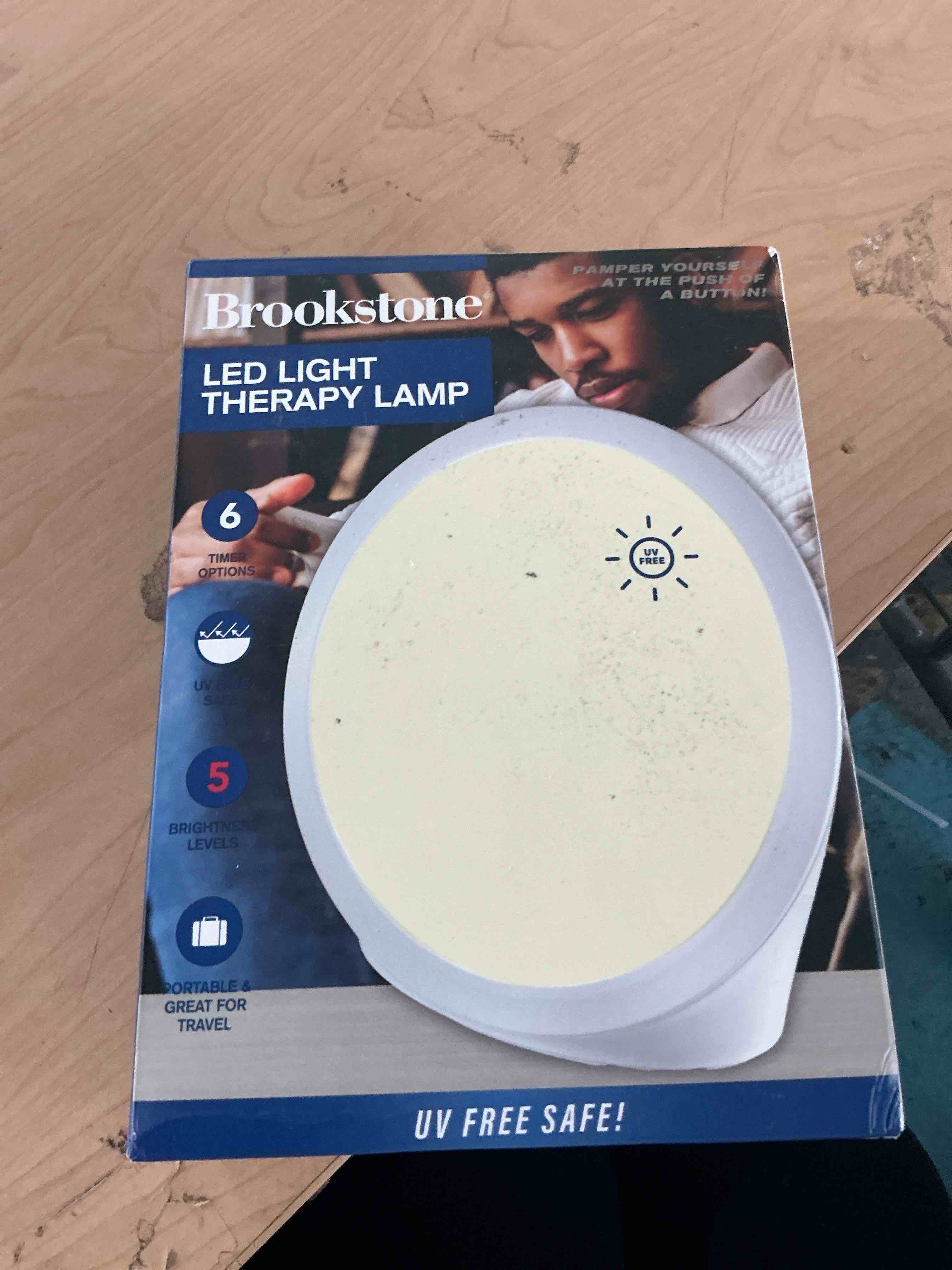 Condition photo showing New/Like New for homedics light therapy lamp, sun lamp,10,000 lux, uv-free, full spectrum leds for improved sleep, boosted mood & increased energy, adjustable color temperature, 6 timer settings, compact & stylish