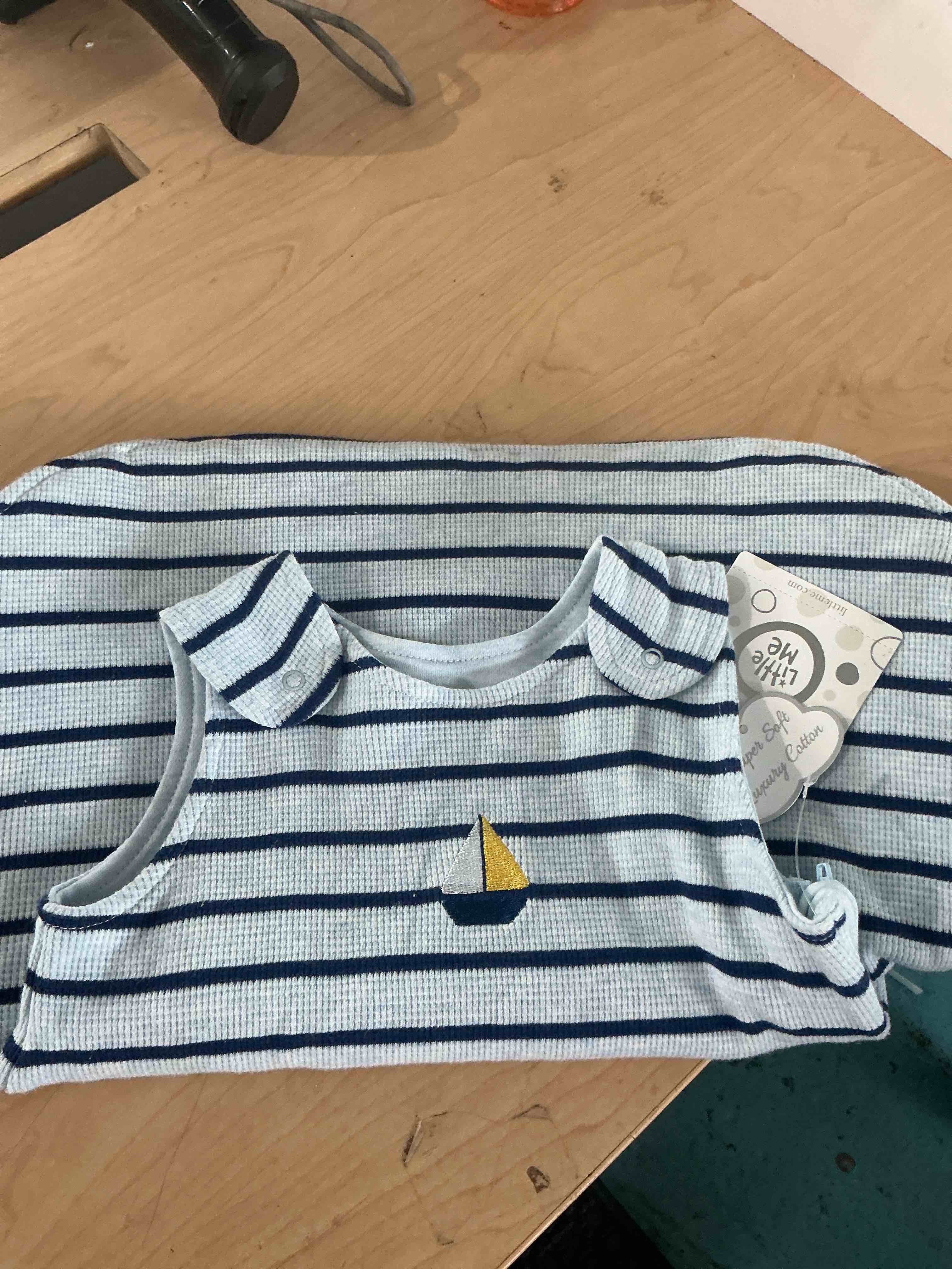 Condition photo showing New/Like New for little me move track waffle knit romper, sleep sack