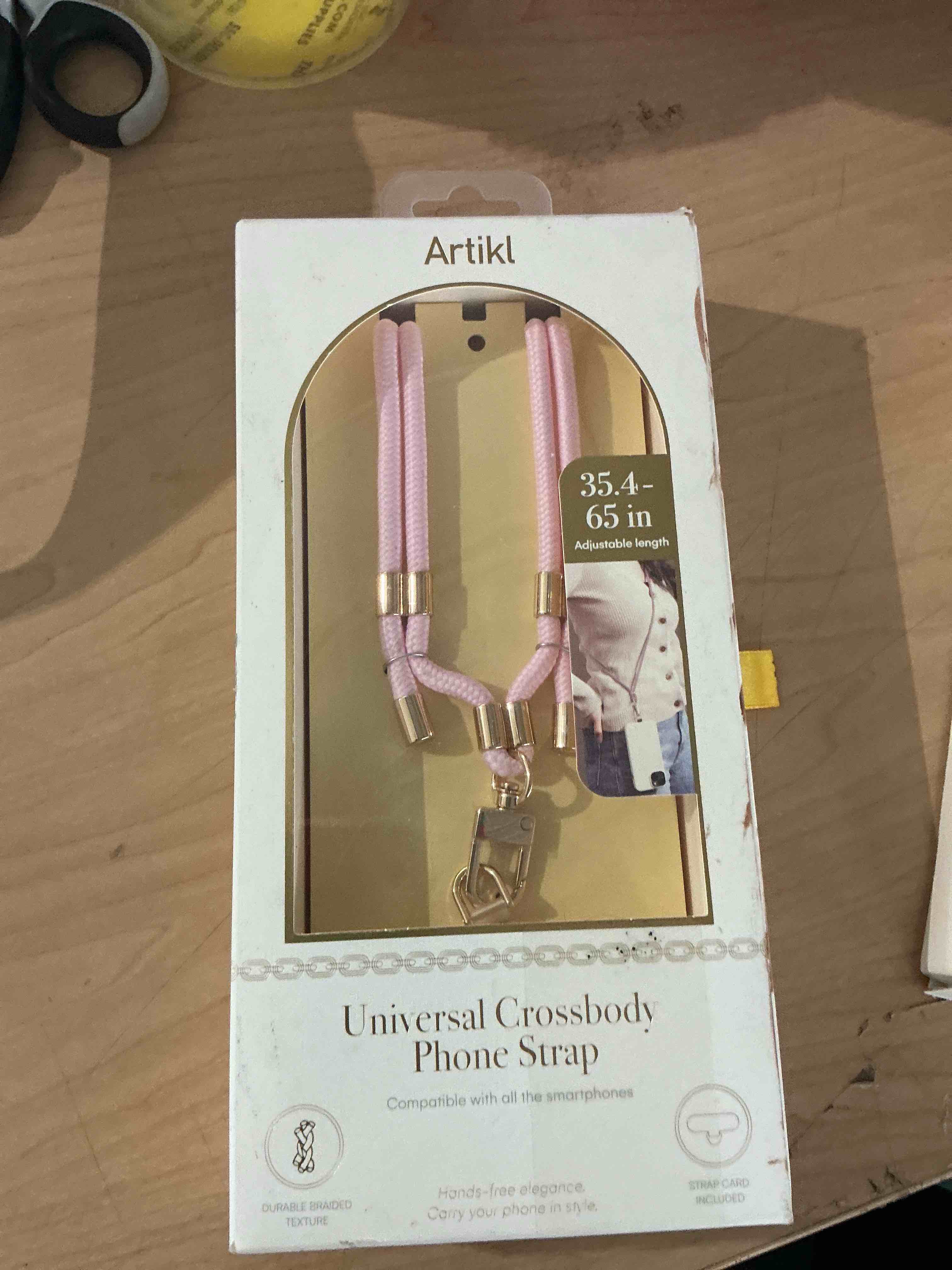 Condition photo showing New/Like New for 4-in-1 phone lanyard + wrist strap kit with 2 pack tabs, universal adjustable phone strap crossbody, anti-theft neck lanyard for iphone 17 pro max and most smartphones, rose gold