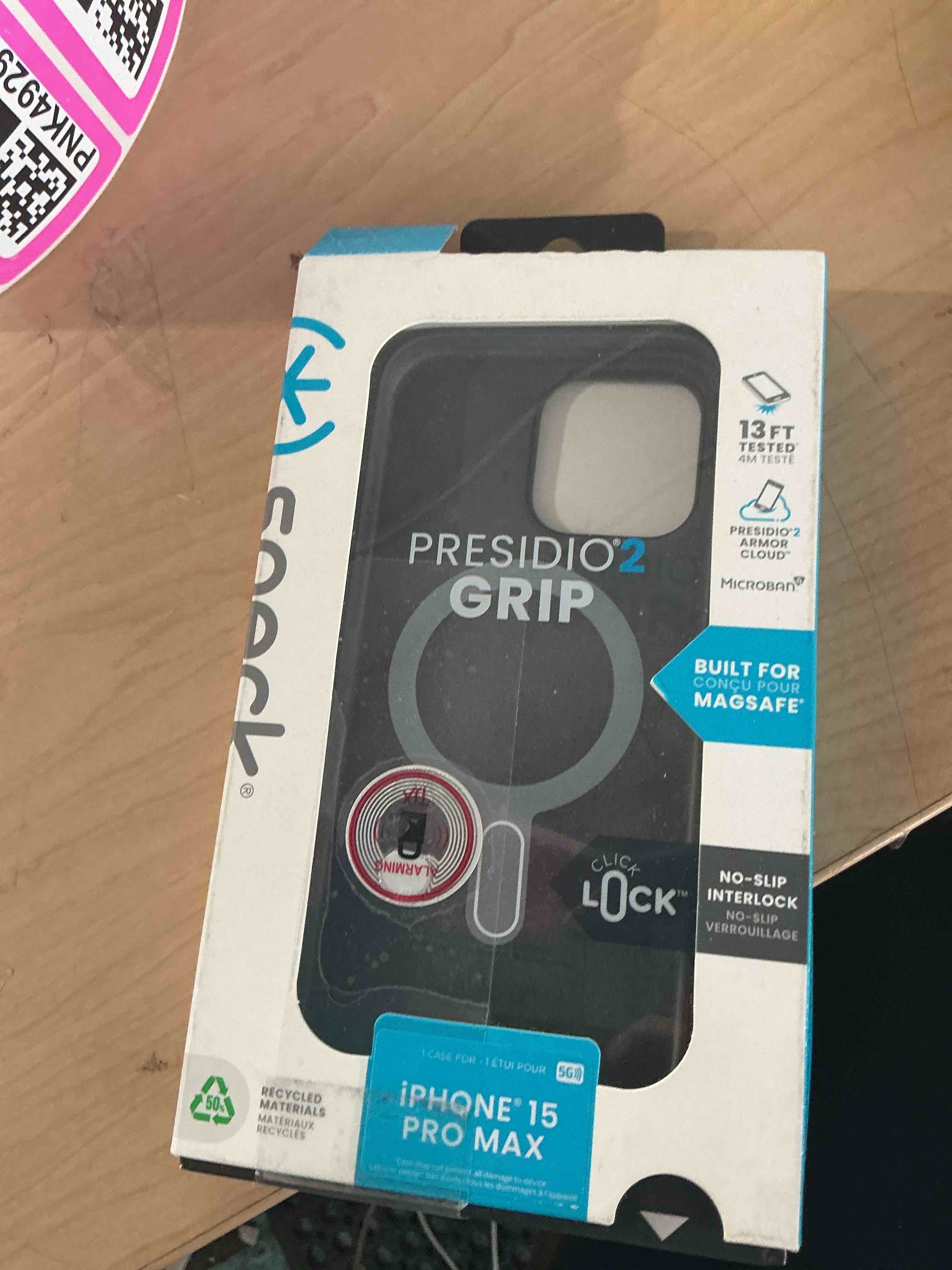 Condition photo showing New/Like New for speck presidio2 grip iphone 15 pro max case - 13 ft drop protection, scratch resistant, dual layer slim phone 6.7" case - built for magsafe - black/slate grey/white