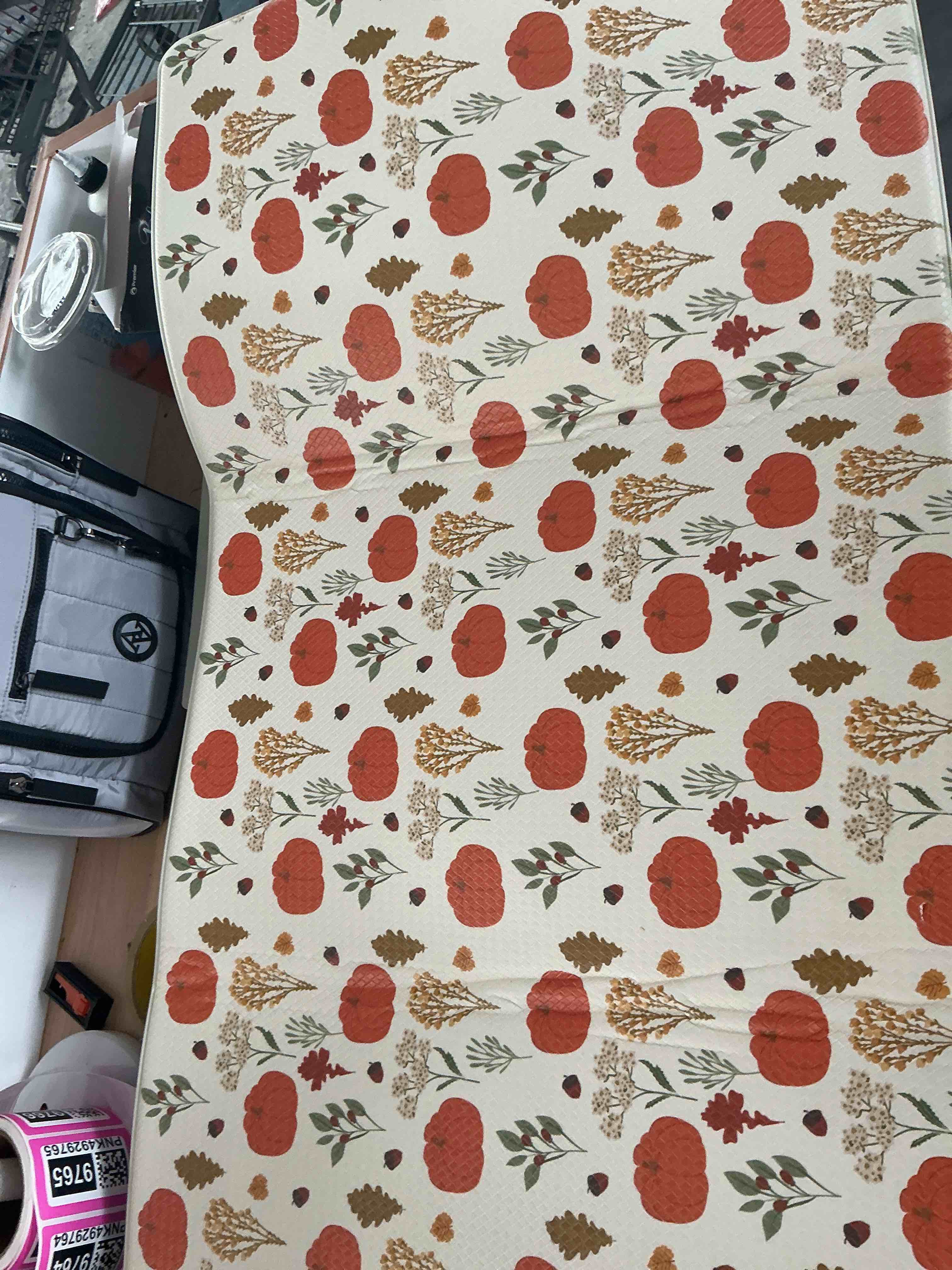 Condition photo showing New/Like New for kimode anti fatigue mats for kitchen floor 17.3"x29", cushioned kitchen rugs, non slip waterproof kitchen floor mat, floral comfort standing mat for laundry, office, sink, desk brown