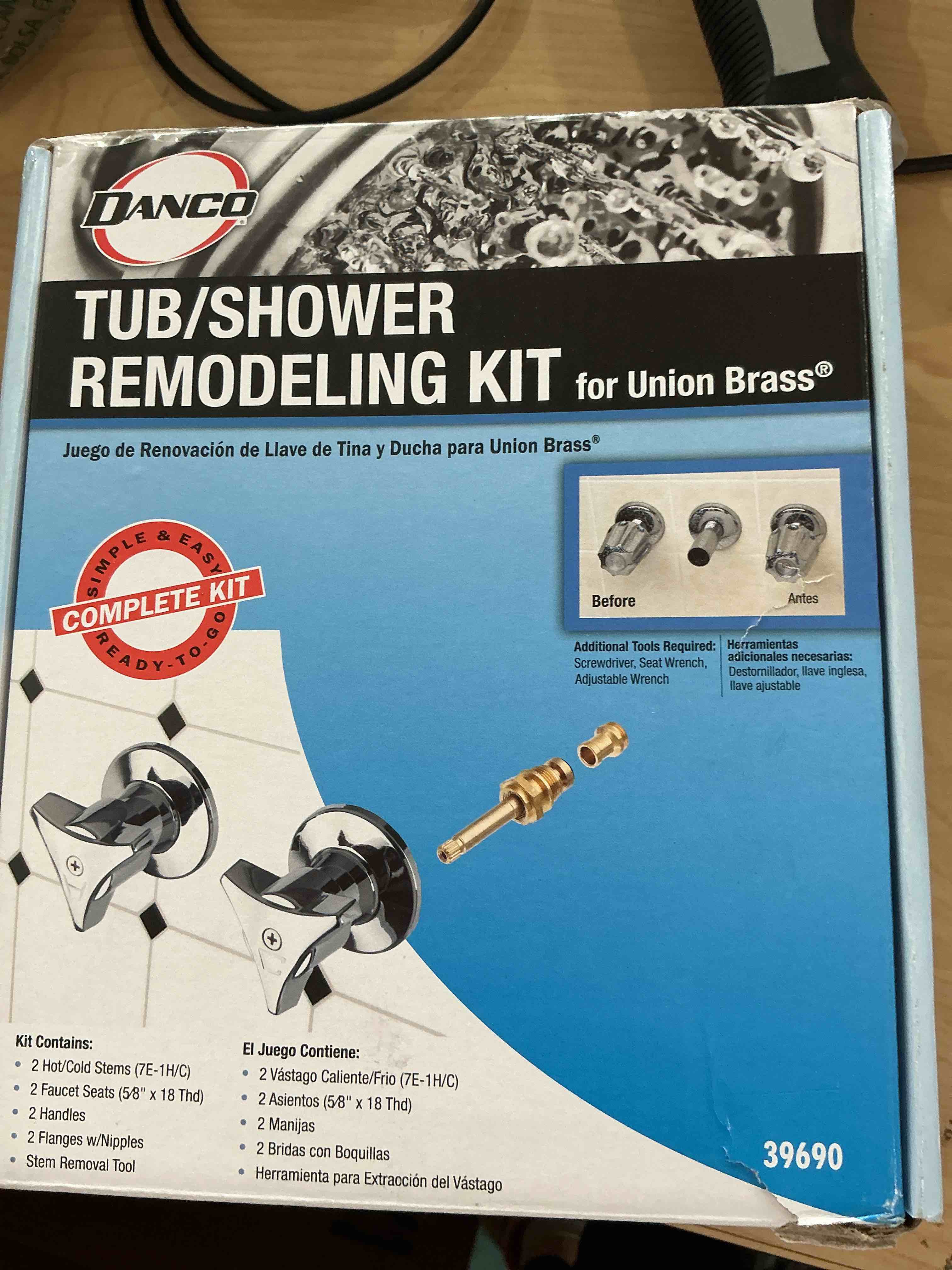 DANCO Tub and Shower 2-Handle Remodeling Trim Kit for Union Brass, Chrome, 1-Kit (39690) all pieces may not be included