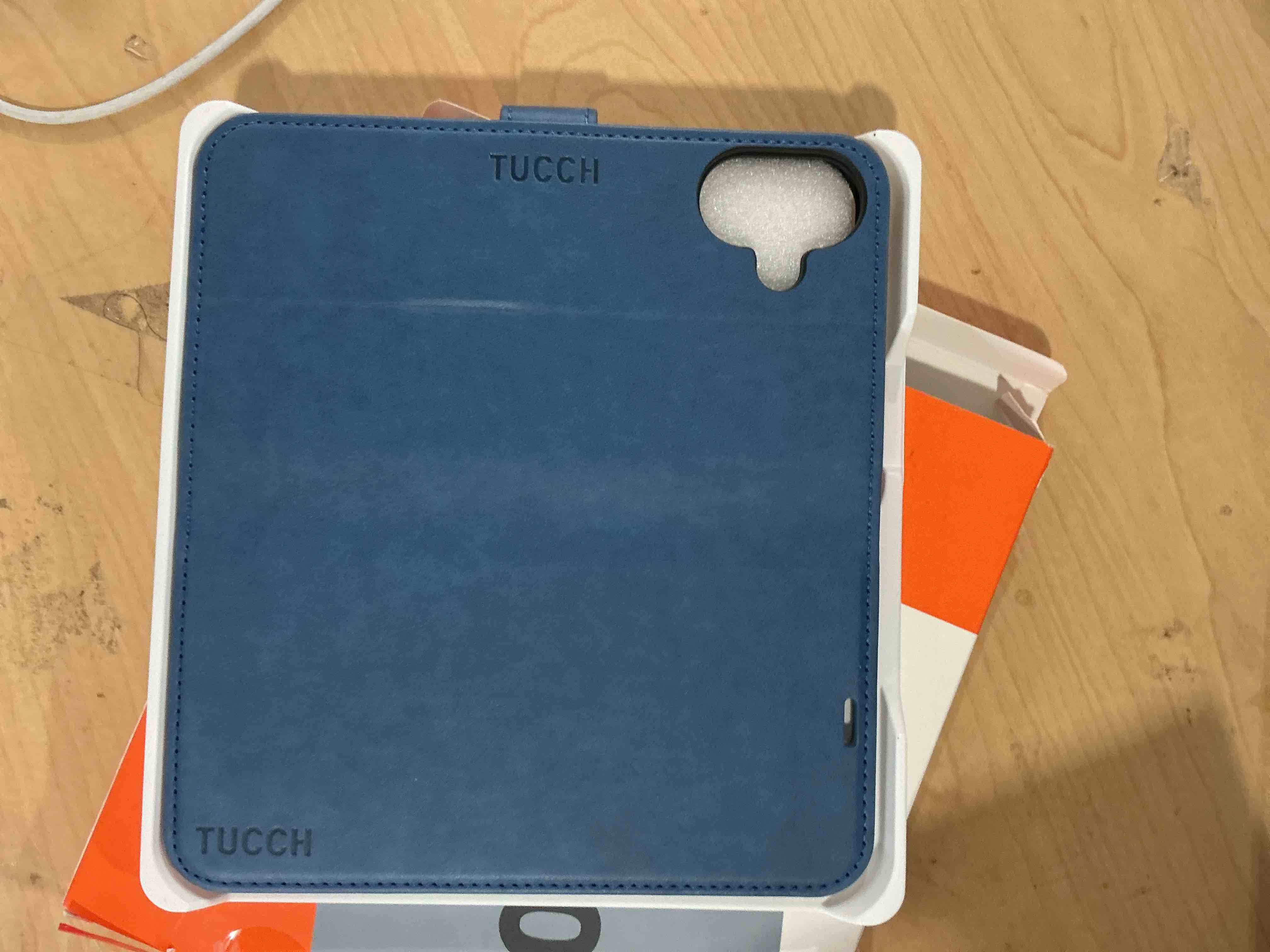 Condition photo showing New/Like New for tucch wallet case for iphone 16 plus, magnetic pu leather stand flip cover with 4 card slots [rfid blocking] folio [tpu shockproof interior case] compatible with iphone 16 plus 5g, lake blue light blue