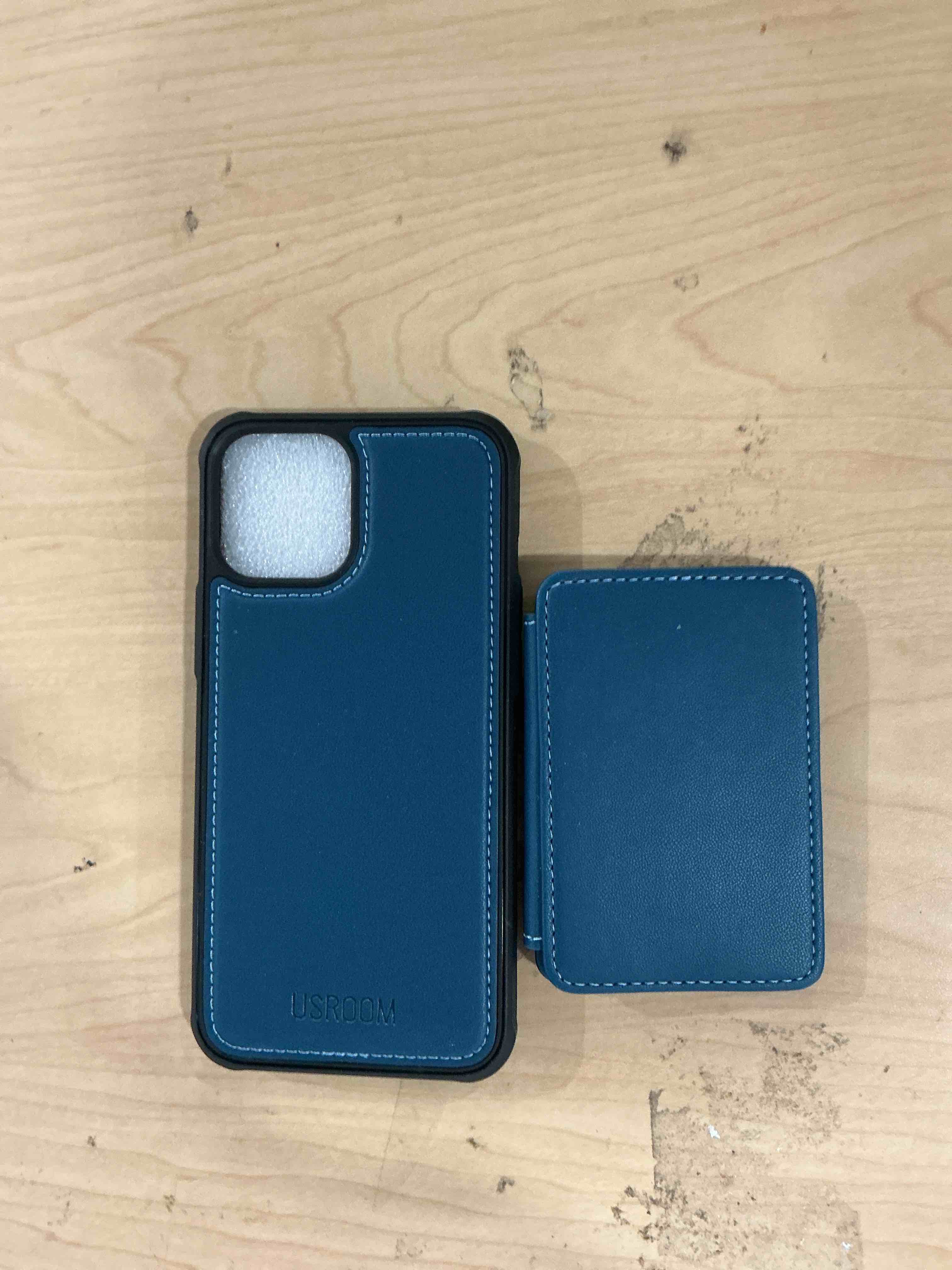 Condition photo showing Good Condition for compatible with magsafe for iphone 12 pro max wallet case magnetic card holder, rfid blocking 2 in 1 detachable kickstand shockproof case for women men, blue for iphone 12 pro max - 6.7" blue