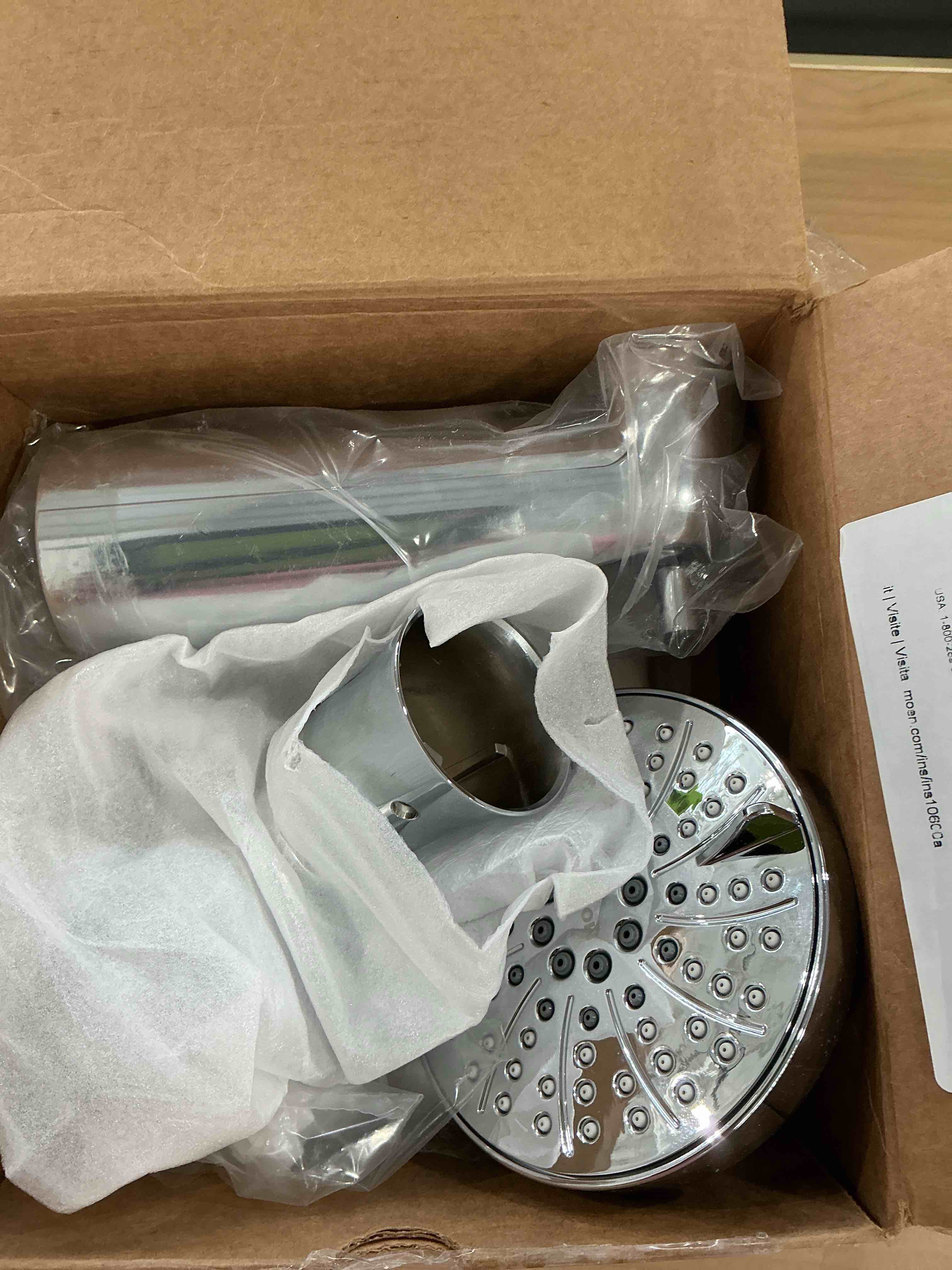 Condition photo showing Good Condition for moen genta lx pressure balancing modern shower set with showerhead lever handle, and tub spout, posi-temp valve required, chrome, t2473ep