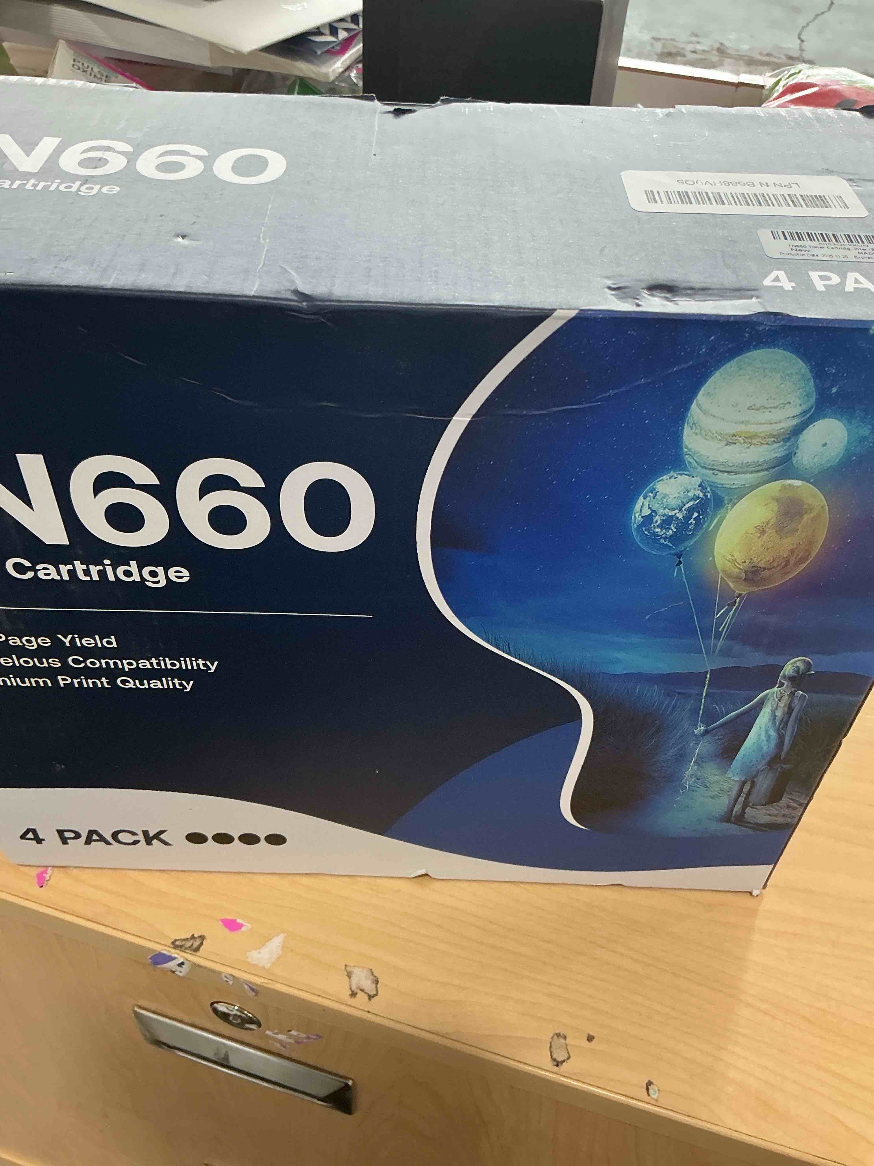 Condition photo showing New/Like New for tn660 toner cartridge replacement compatible for brother tn 660 tn-660 tn630 high yield to use with hl-l2380dw hl-l2320d hl-l2340dw dcp-l2540dw mfc-l2700dw mfc-l2720dw printer (black, 4 pack)