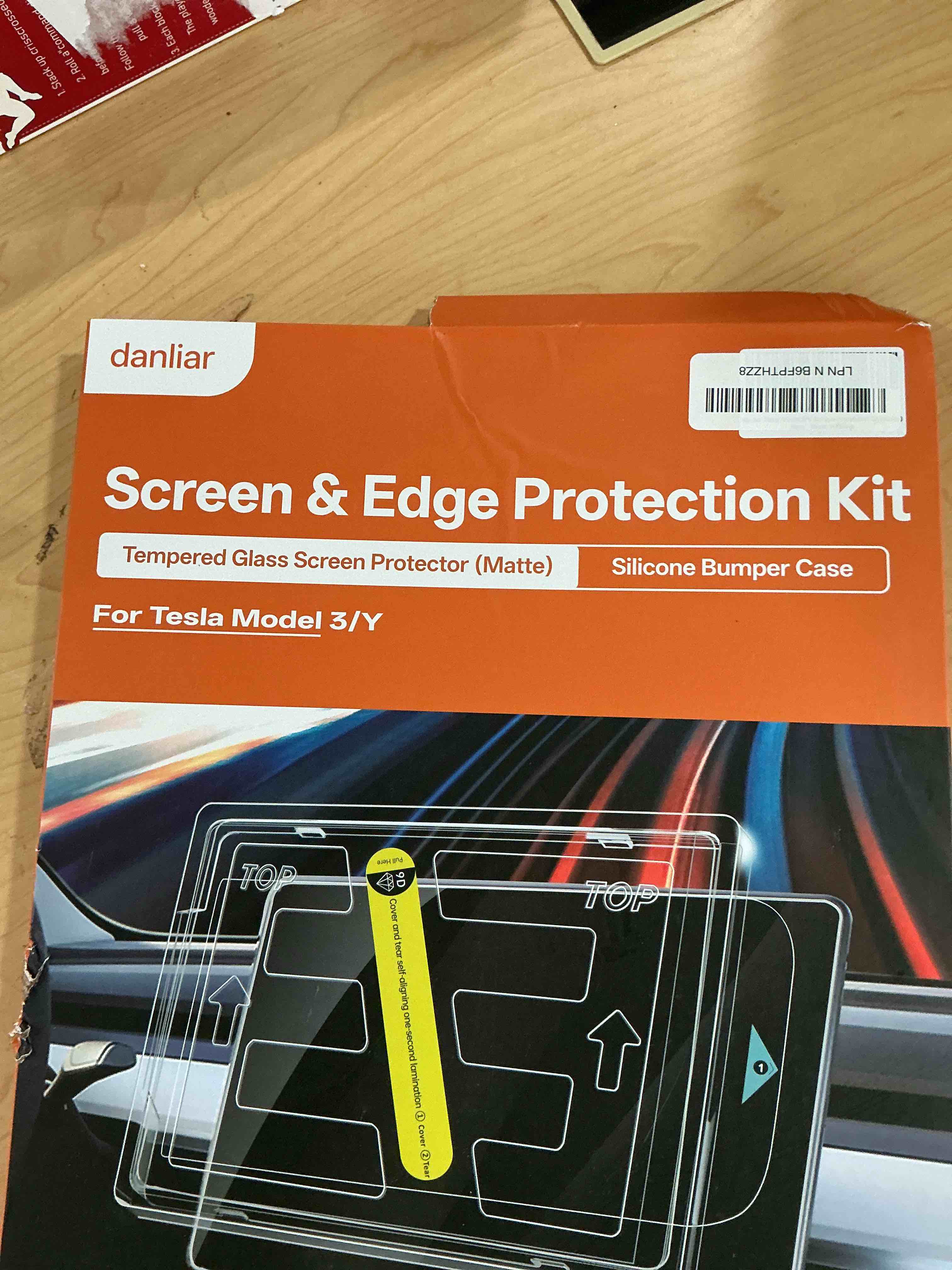 Condition photo showing Good Condition for 4-in-1 (15.4") tesla accessories for model y juniper / 3 highland - silicone frame+ screen protector - 9h tempered glass, no glare & fingerprint for model 3(2024-2026), model y juniper, matte new model y juniper & model 3 highland(2024~2026) frame + front screen + rear screen protector?matte?