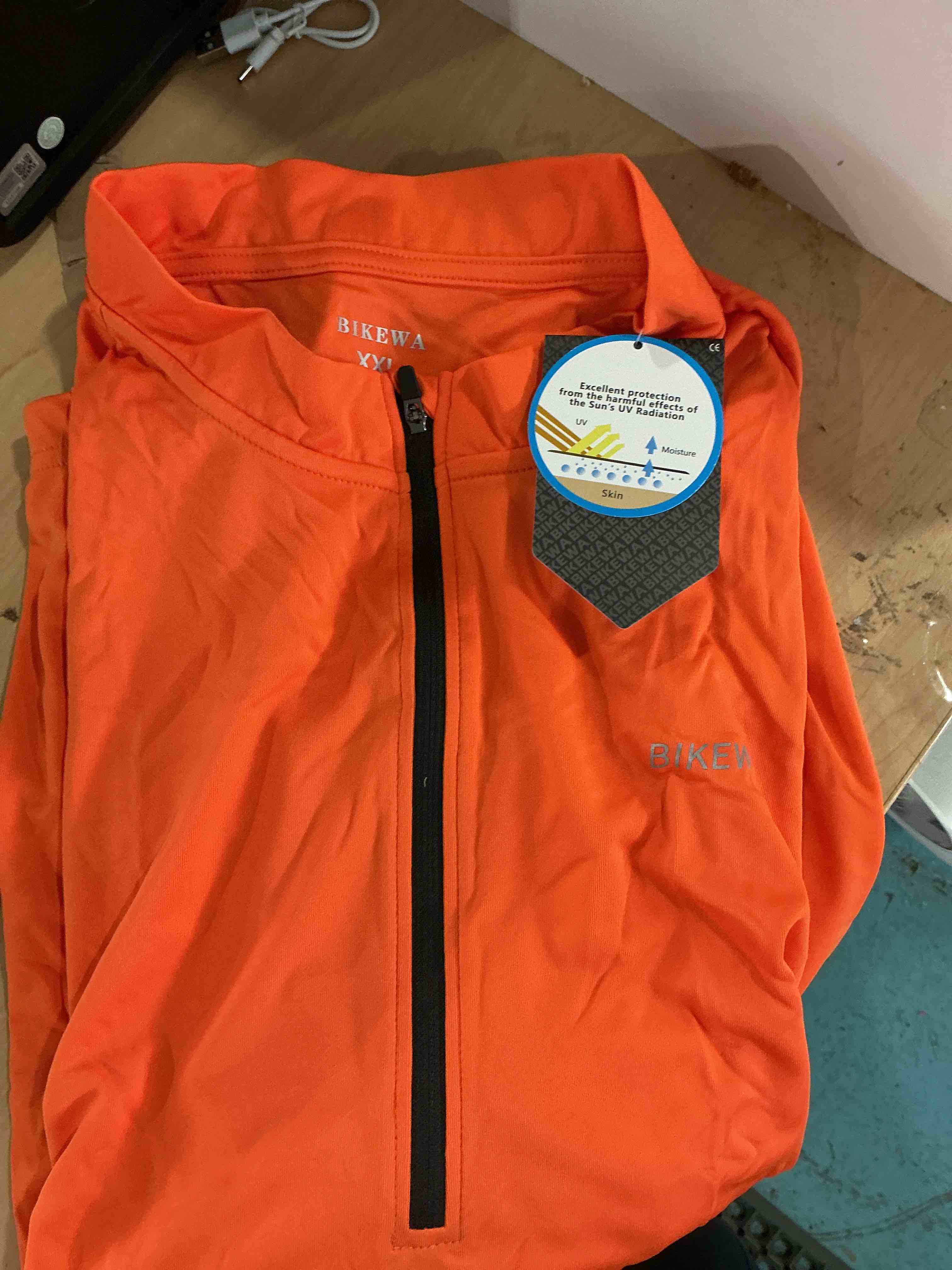 Condition photo showing Good Condition for bikewa men's cycling jersey moisture wicking short sleeve upf half zip bike road riding biking shirts for men zipper pockets xx-large orange