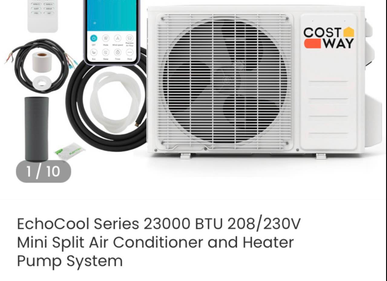 costway 23000 btu 208/230v mini split air conditioner, outdoor compressor unit only