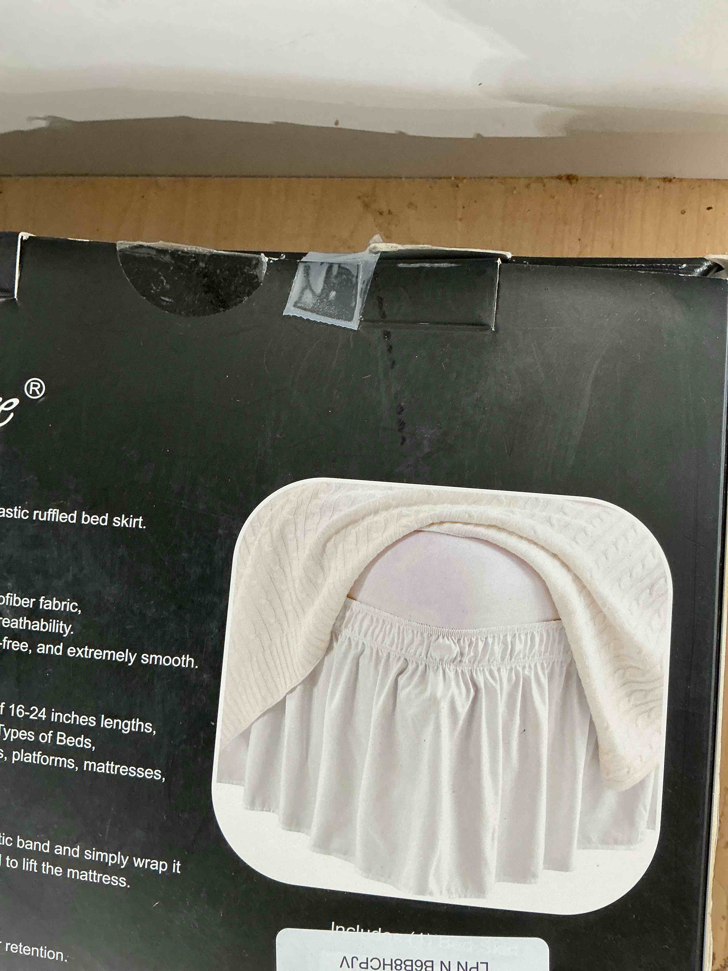 Condition photo showing New/Like New for freshculture queen bed skirt, elastic wrap around bed skirt queen size, bed skirts for adjustable bed, easy fit with 22 inch drop length, hotel quality dust ruffle for queen bed (ivory) ivory queen-22" drop
