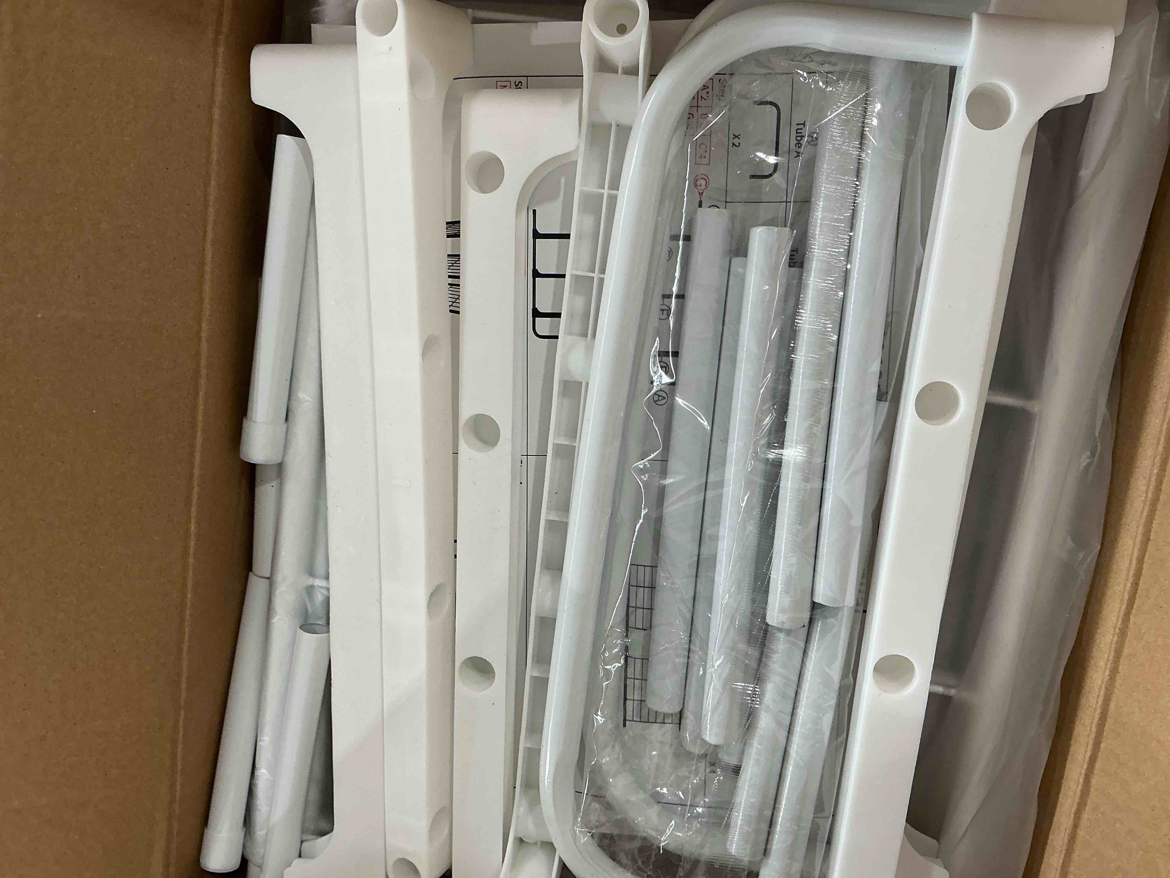 Condition photo showing New/Like New for 3-tier shoe rack organlzer, rustproof lron, spaclous shoe storage shelf for closet or entryway, fits sneakers & slippers, white white 3 tier