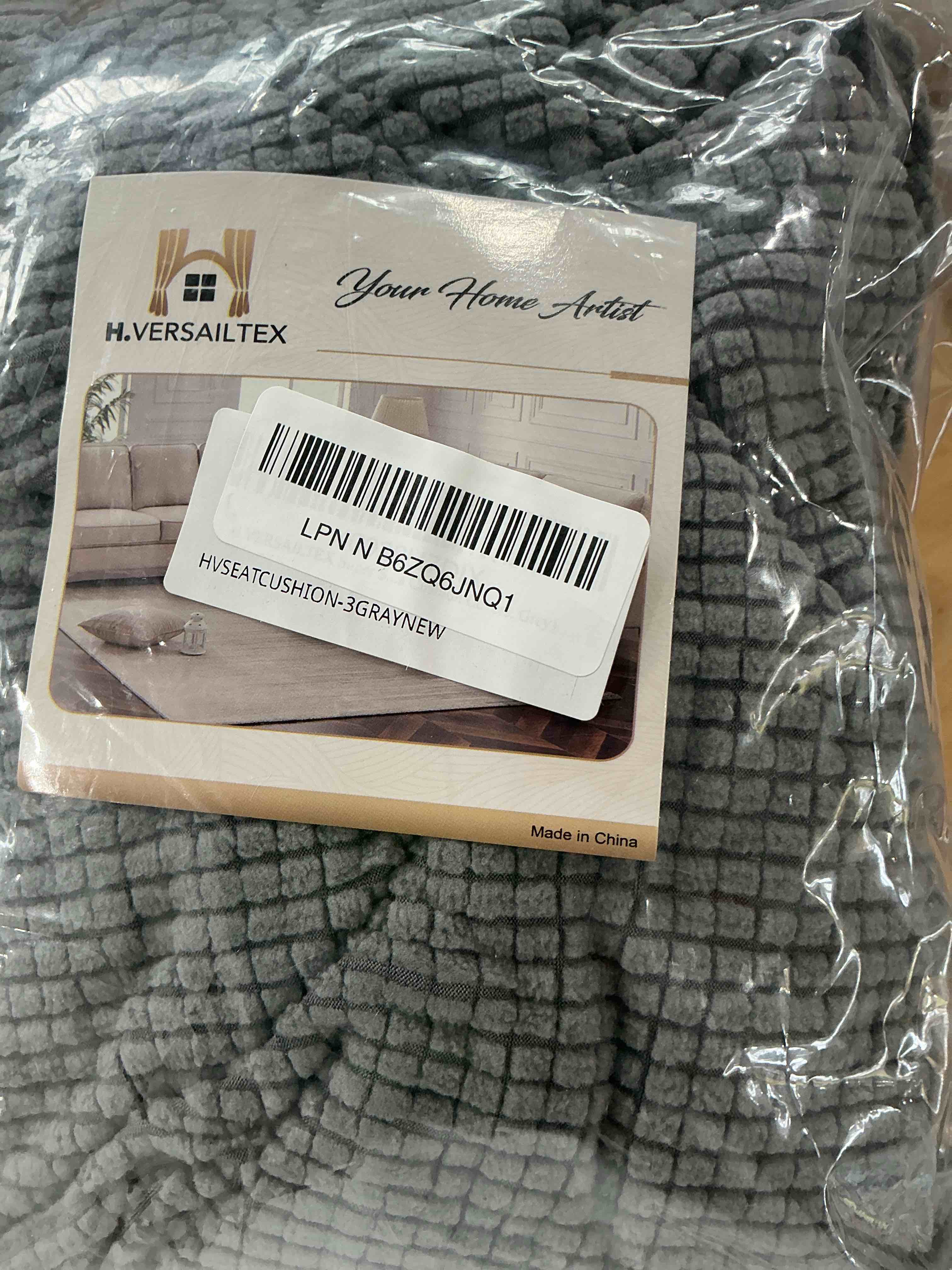 Condition photo showing Good Condition for h.versailtex super stretch individual seat cushion covers sofa covers couch cushion cover slipcover sets thick jacquard textured twill fabric (3 piece sofa cushion covers, grey) grey 3 cushion sofa