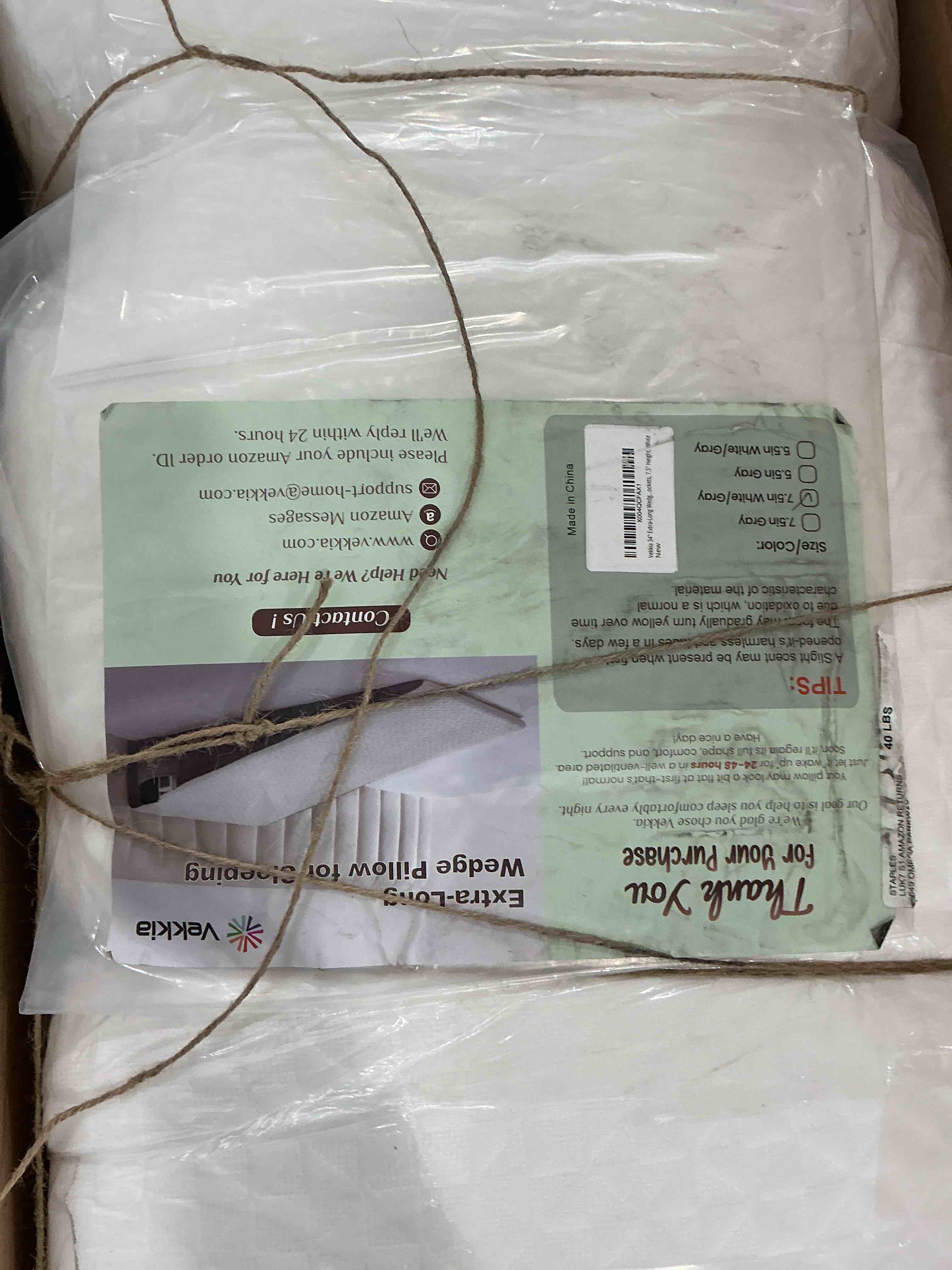 Condition photo showing Good Condition for vekkia 34" extra-long wedge pillow, back & arm support, bed wedge pillow for sleeping after surgery, acid reflux, snoring relief, removable washable cover & double side pockets, 7.5" height, white white/gray 34''x22''x7.5''