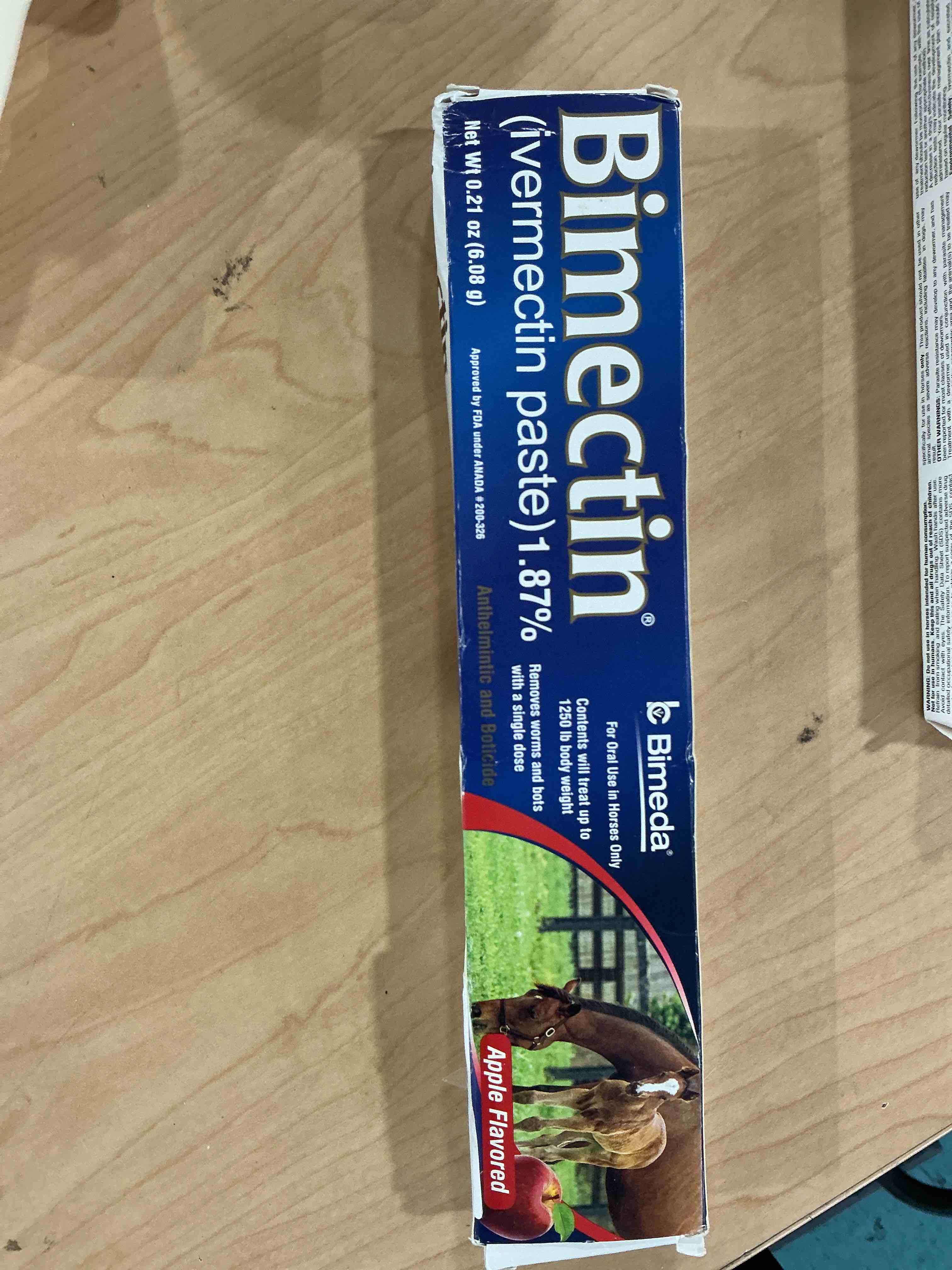 Condition photo showing New/Like New for bimectin 1.87% ivermectin apple flavored wormer
