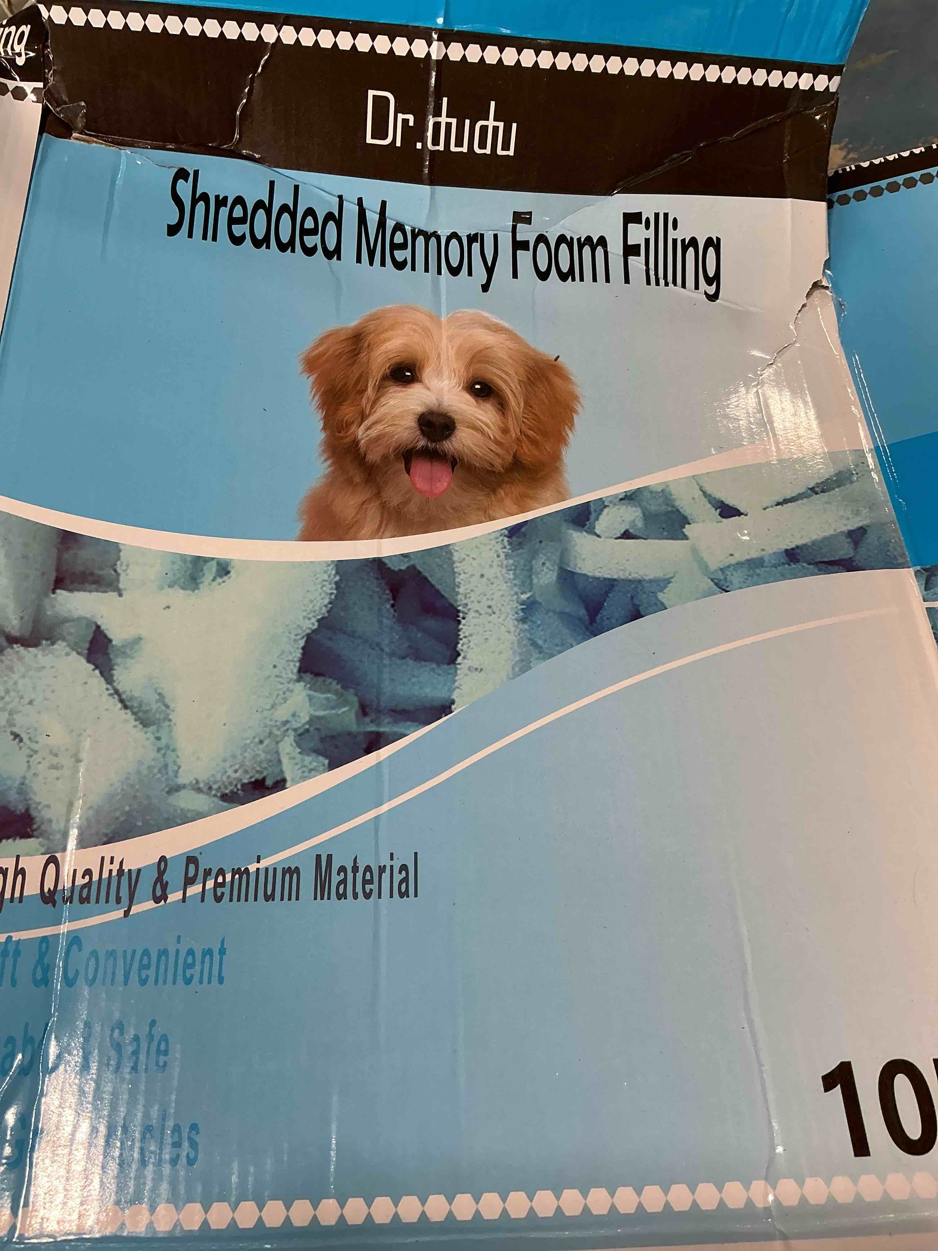 Condition photo showing New/Like New for dr.dudu 10lbs shredded memory foam filling for bean bag filler, soft and convenient pillow stuffing foam for couch cushion dog bed chair arts crafts, added gel particles blue 10lb