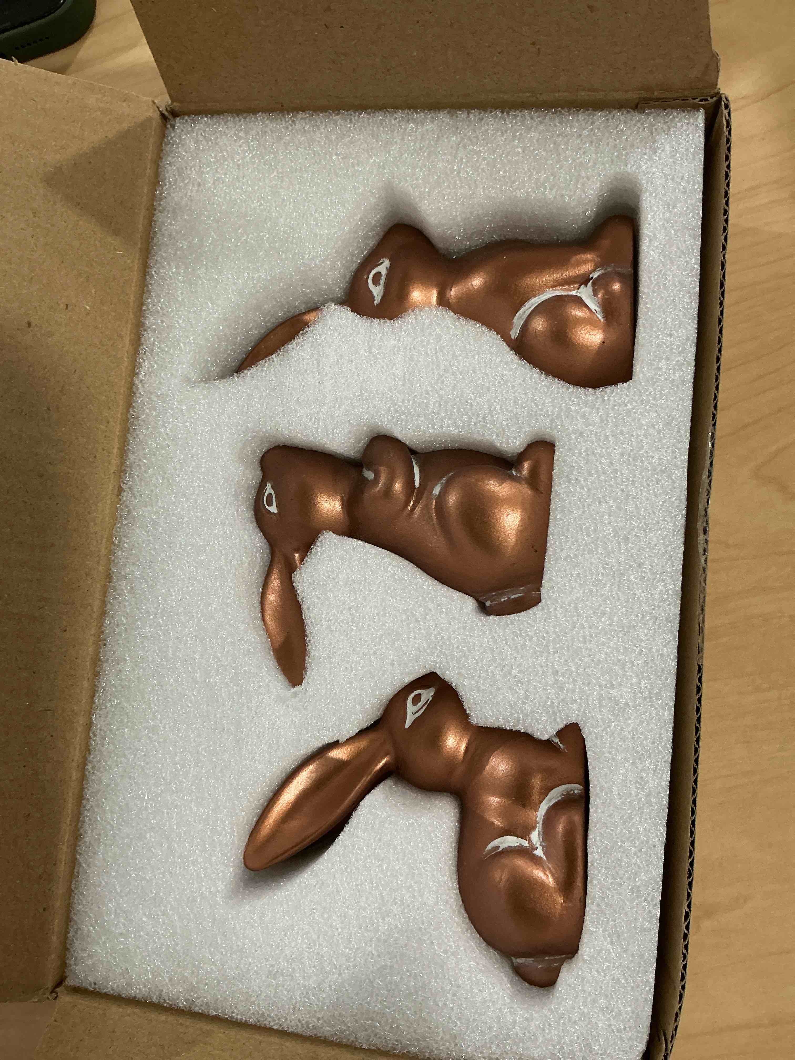 Easter Bunny Figurines Set, 3PCs Rustic Resin Bunnies in Antique Copper Finish, Cute Bunny Decor for Spring Decorations for Home, Easter Table Centerpieces for Tiered Tray (Copper)