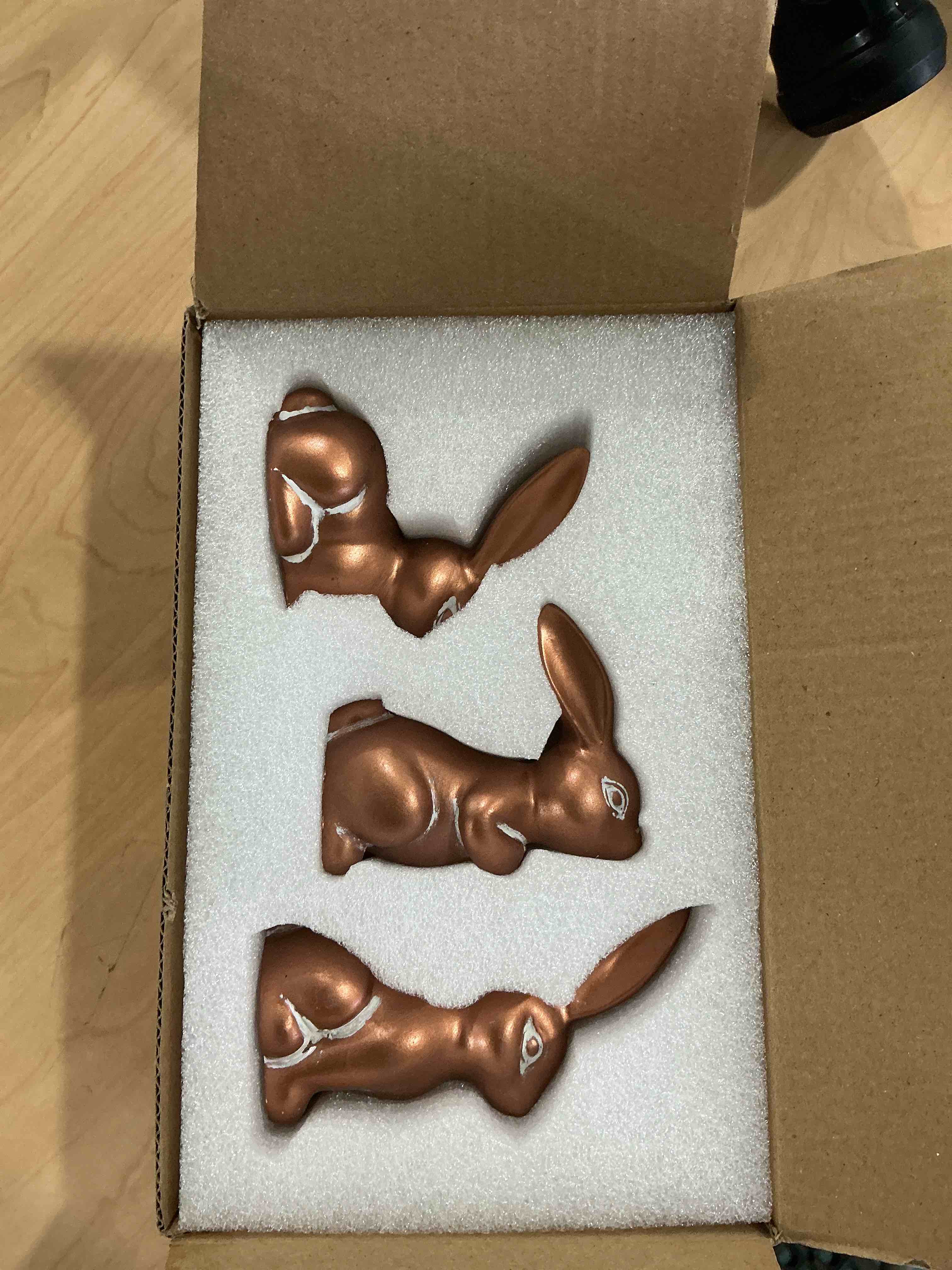 Easter Bunny Figurines Set, 3PCs Rustic Resin Bunnies in Antique Copper Finish, Cute Bunny Decor for Spring Decorations for Home, Easter Table Centerpieces for Tiered Tray (Copper)