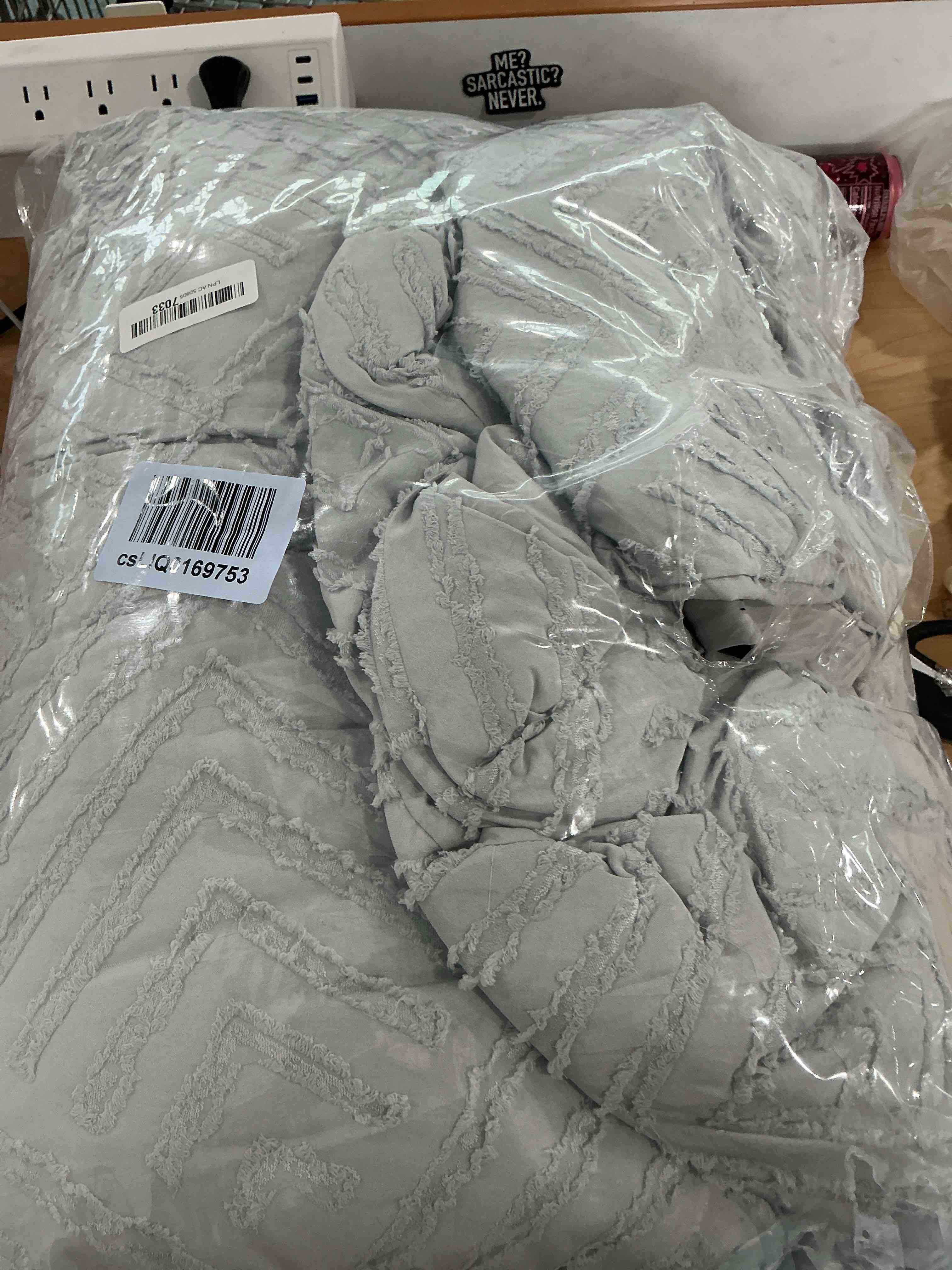 Condition photo showing New/Like New for litanika full size comforter sets beige, lightweight fluffy bedding comforter sets for bed, 3 pieces cream bed set gift choice (79x90inches, 1 comforter and 2 pillow shams) grey,
