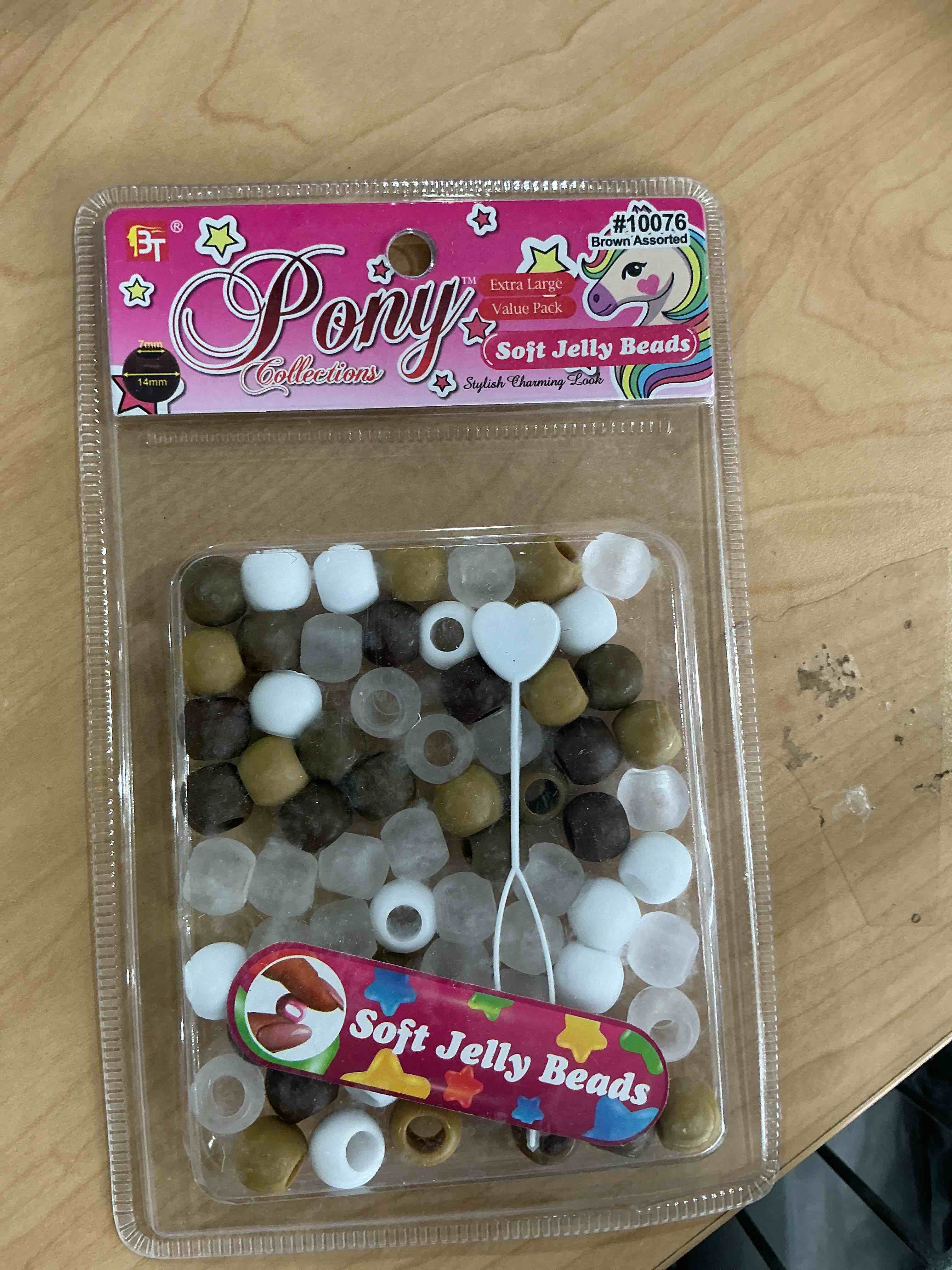Beauty Town Soft Round Jelly Beads - 14mm XL Size with 7mm Hole + 1 Beader - Soft Elastic Hair Beads