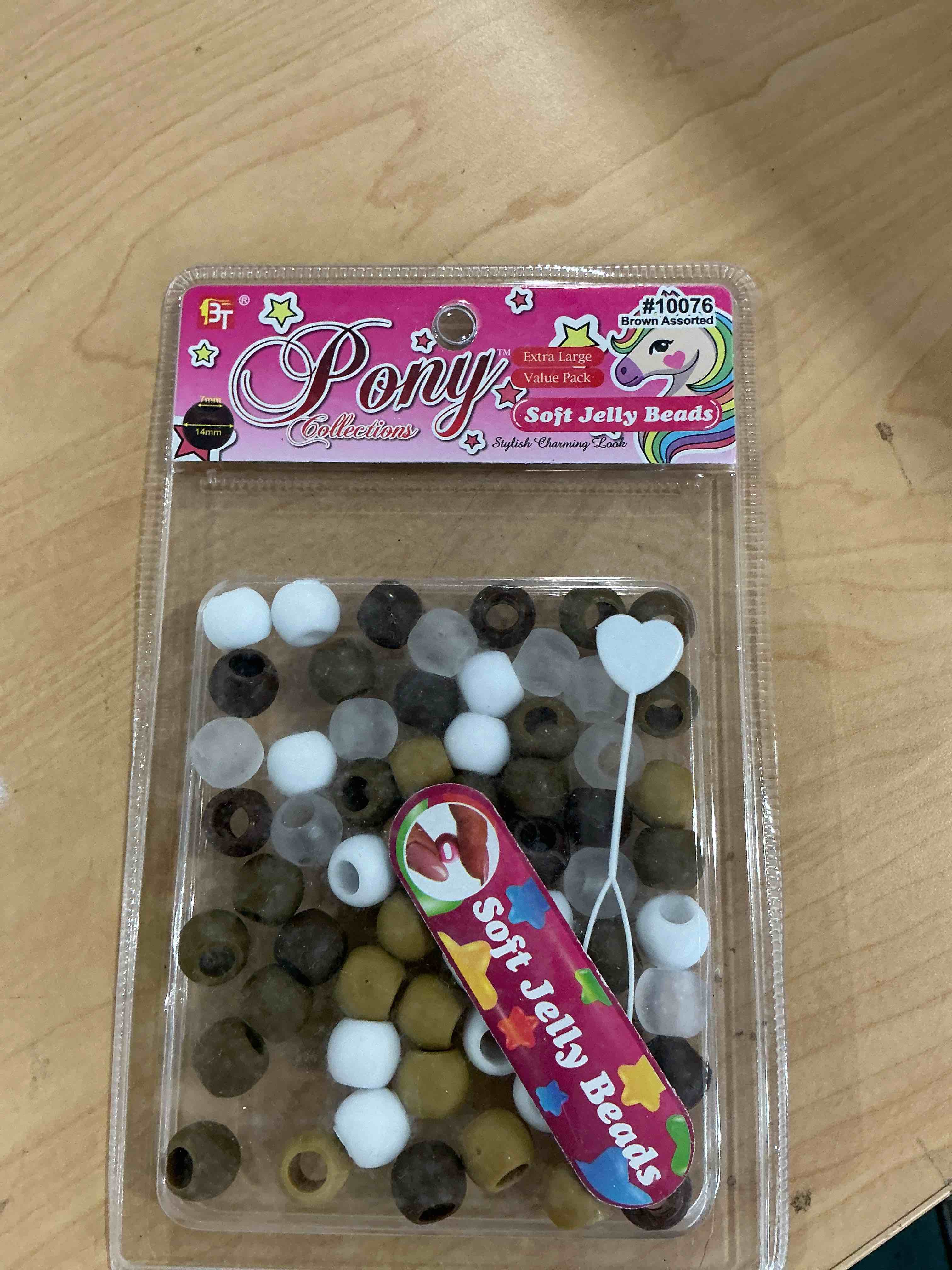 Beauty Town Soft Round Jelly Beads - 14mm XL Size with 7mm Hole + 1 Beader - Soft Elastic Hair Beads